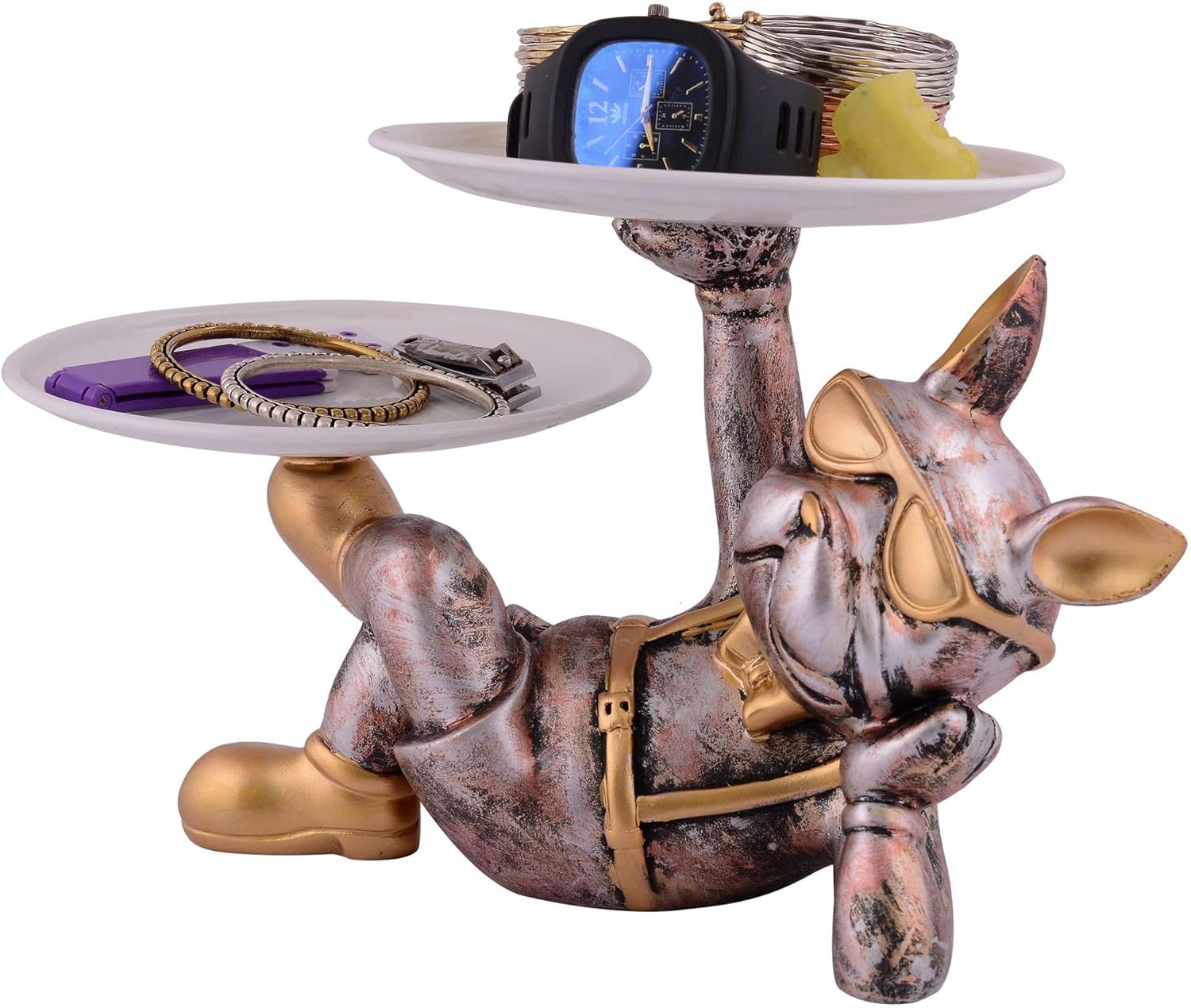 Cute Resin Cool Dog Sculpture Storage Tray