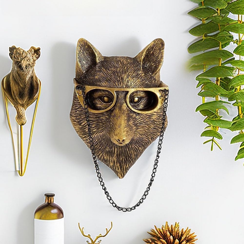 Dsadrwq 1 Pcs Fox Wall Sculpture Animal Head Decor