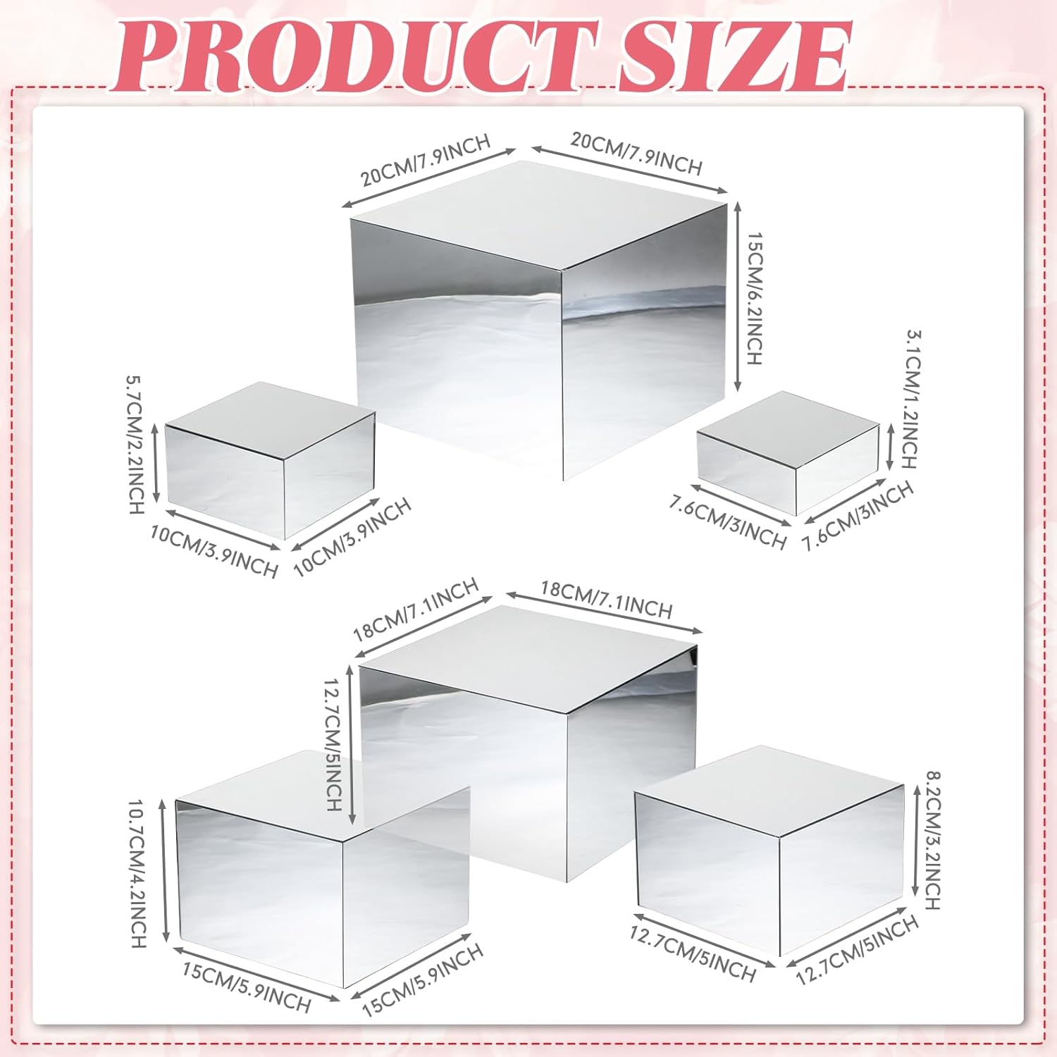 Geelin 6 Pack Silver Acrylic Display Risers