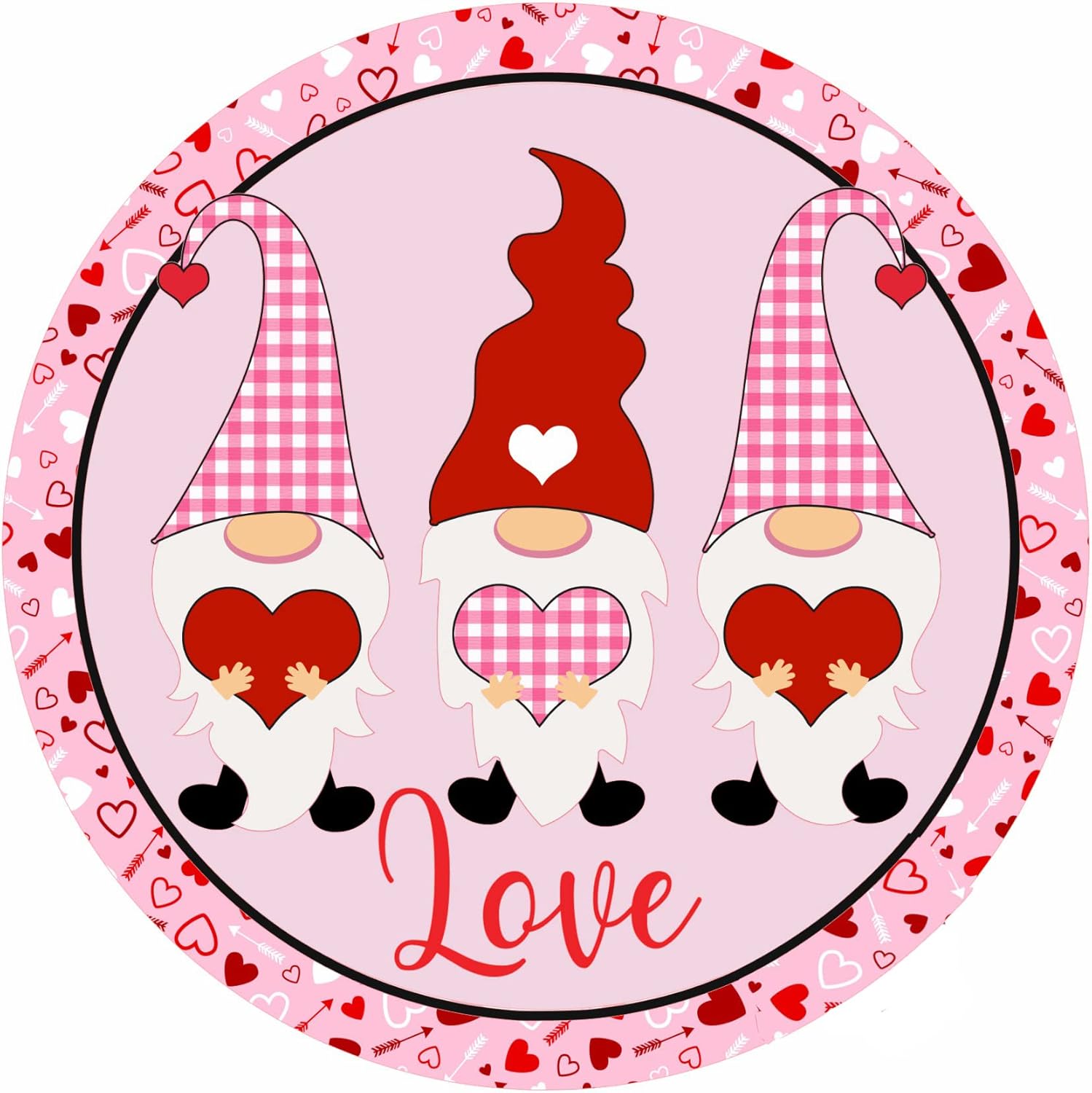 Gnome Trio Pink Valentine Sign Decor