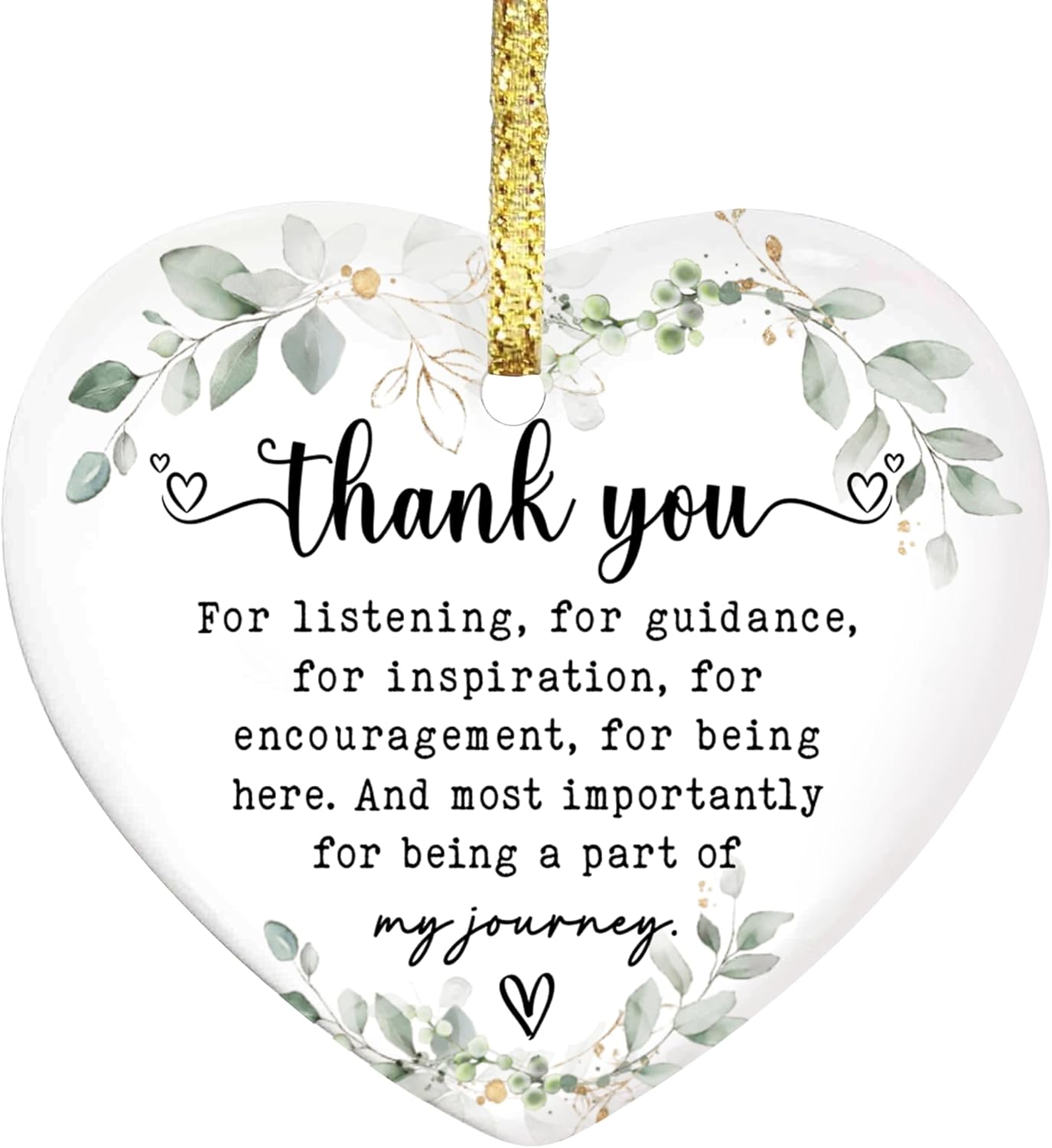 Gossby Heart-Shaped Thank You Ceramic Ornament