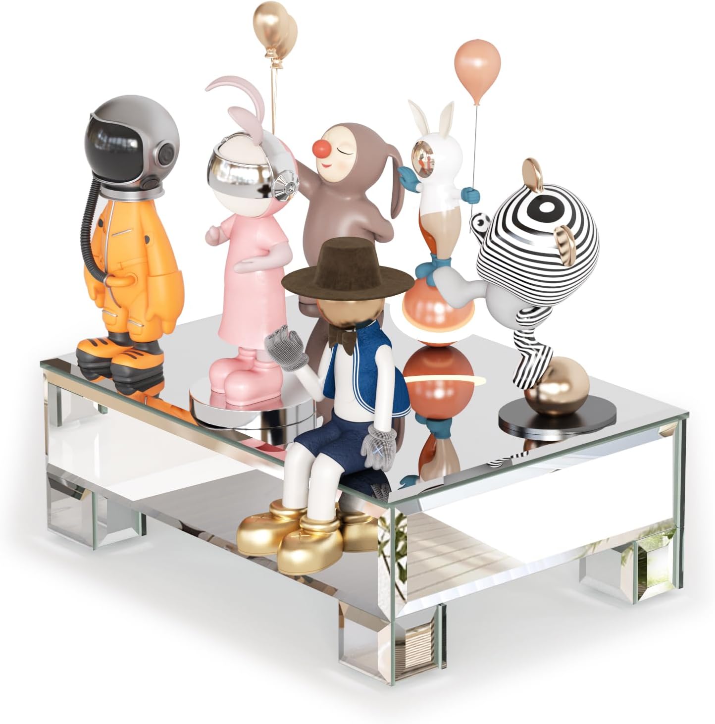 Stylish Mirrored Display Risers for Vanity and Countertop