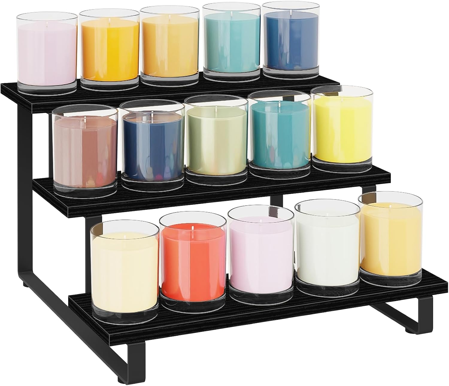 ELITEROO 3 Tier Wooden Display Riser Stand Black