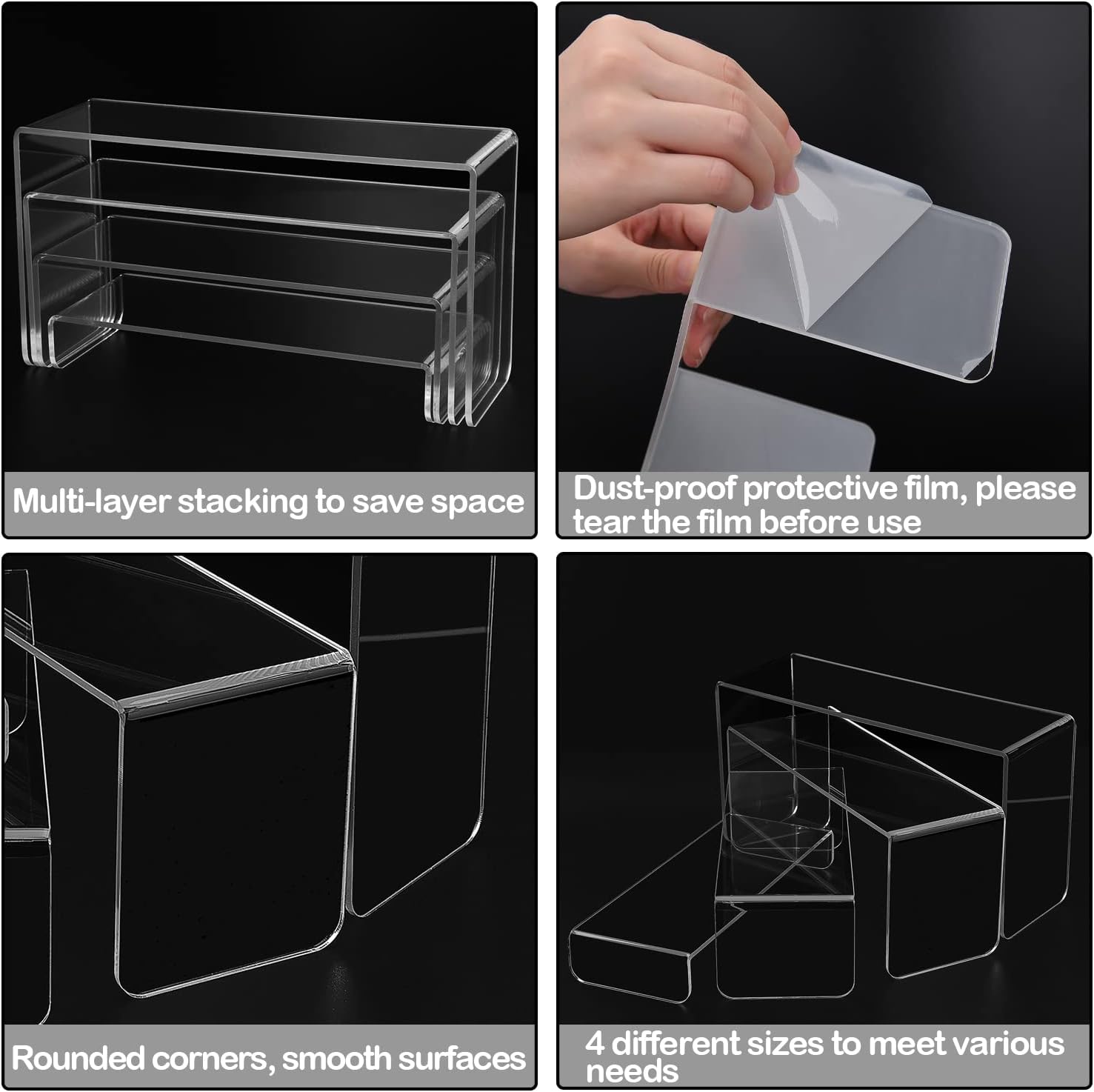 MerryNine Acrylic Risers Display Stands 8 Pcs 2 Set