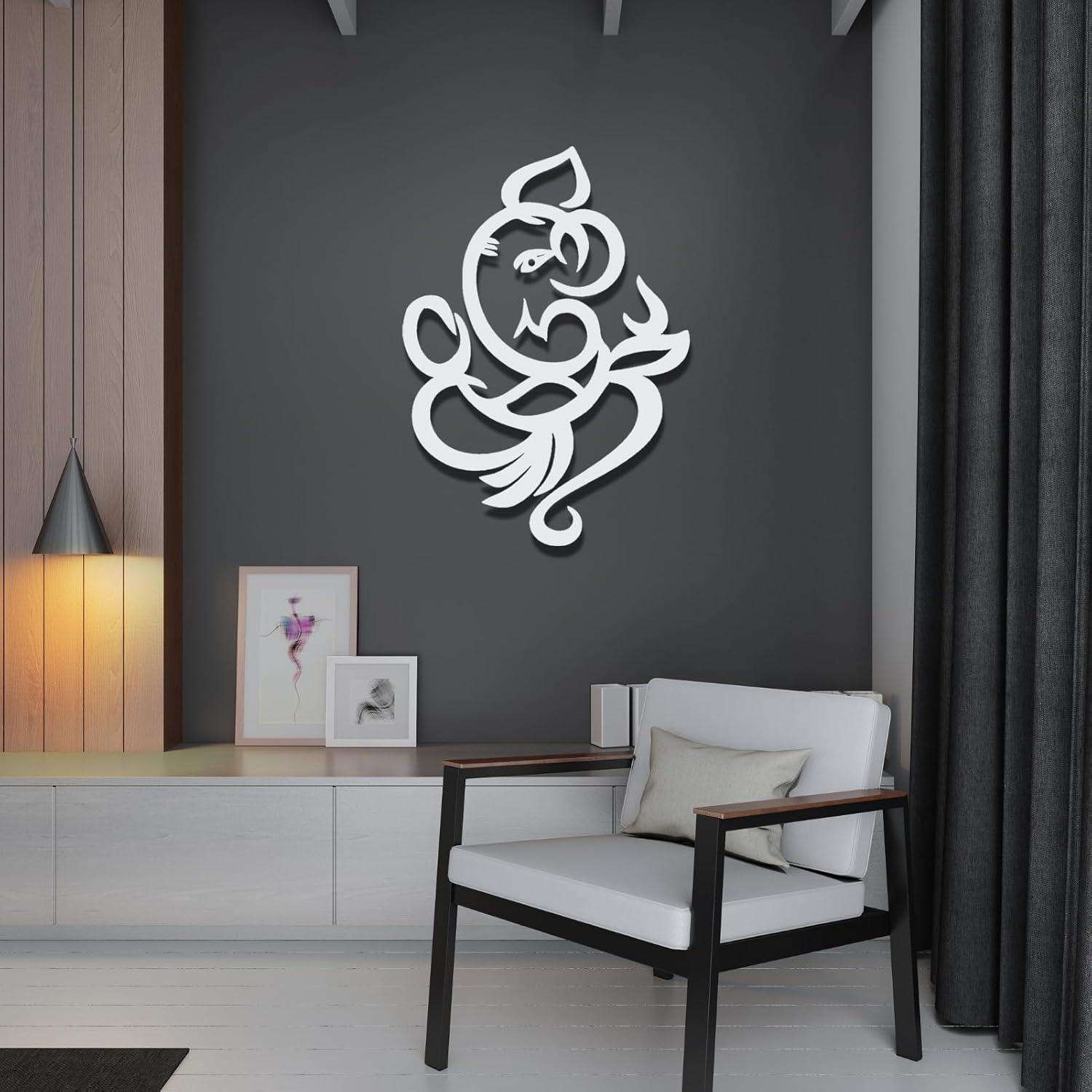 Ganesha Metal Wall Art Decor 47x34cm Black