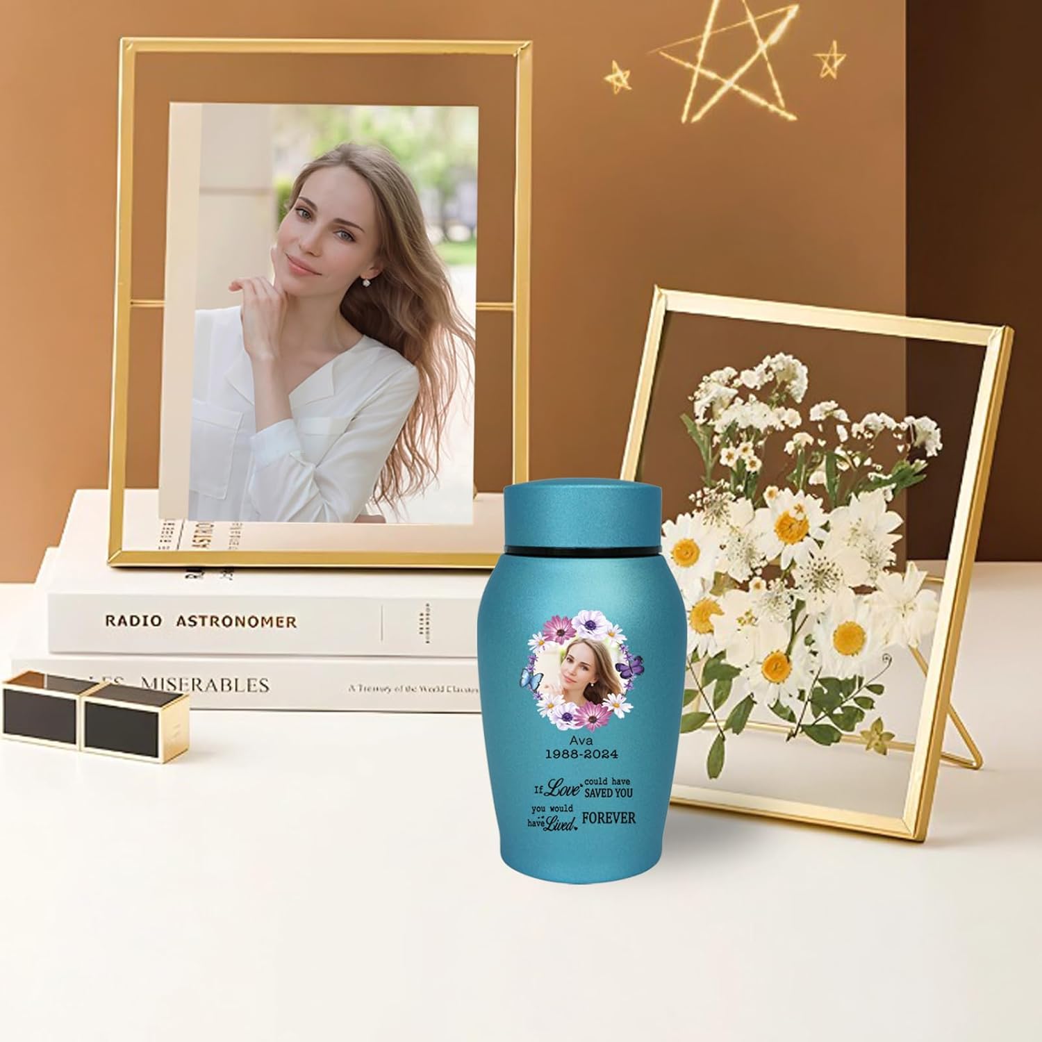 Custom Personalized Urn with Photo and Name Durable Stainless Steel Keepsake Cremation Box