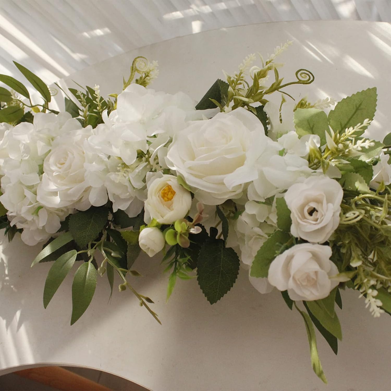 Firlar Artificial White Rose Swag 256 Inch Decor