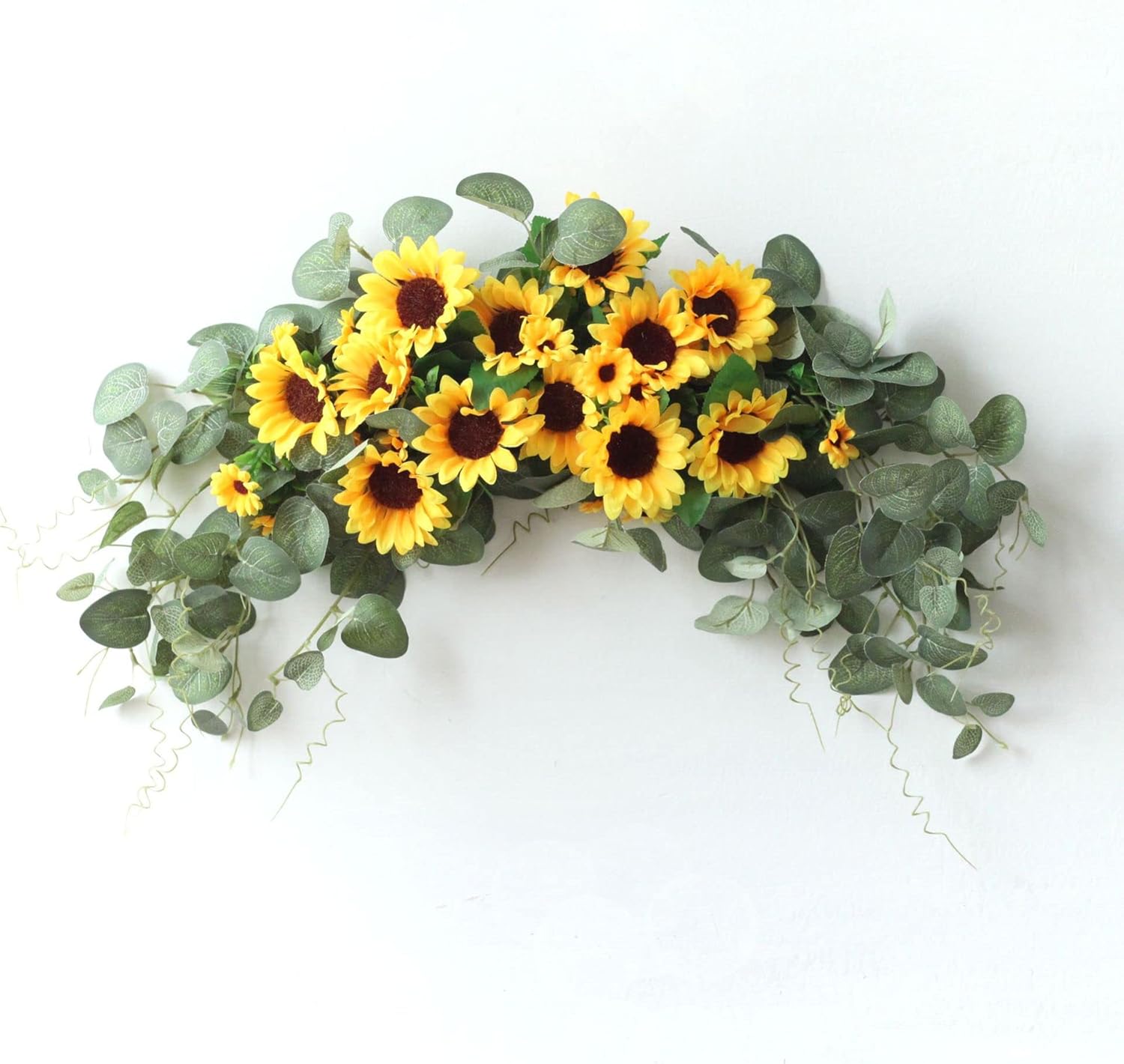 Artificial Sunflower Swag with Eucalyptus 295In Wall Arch Hanging Wreath