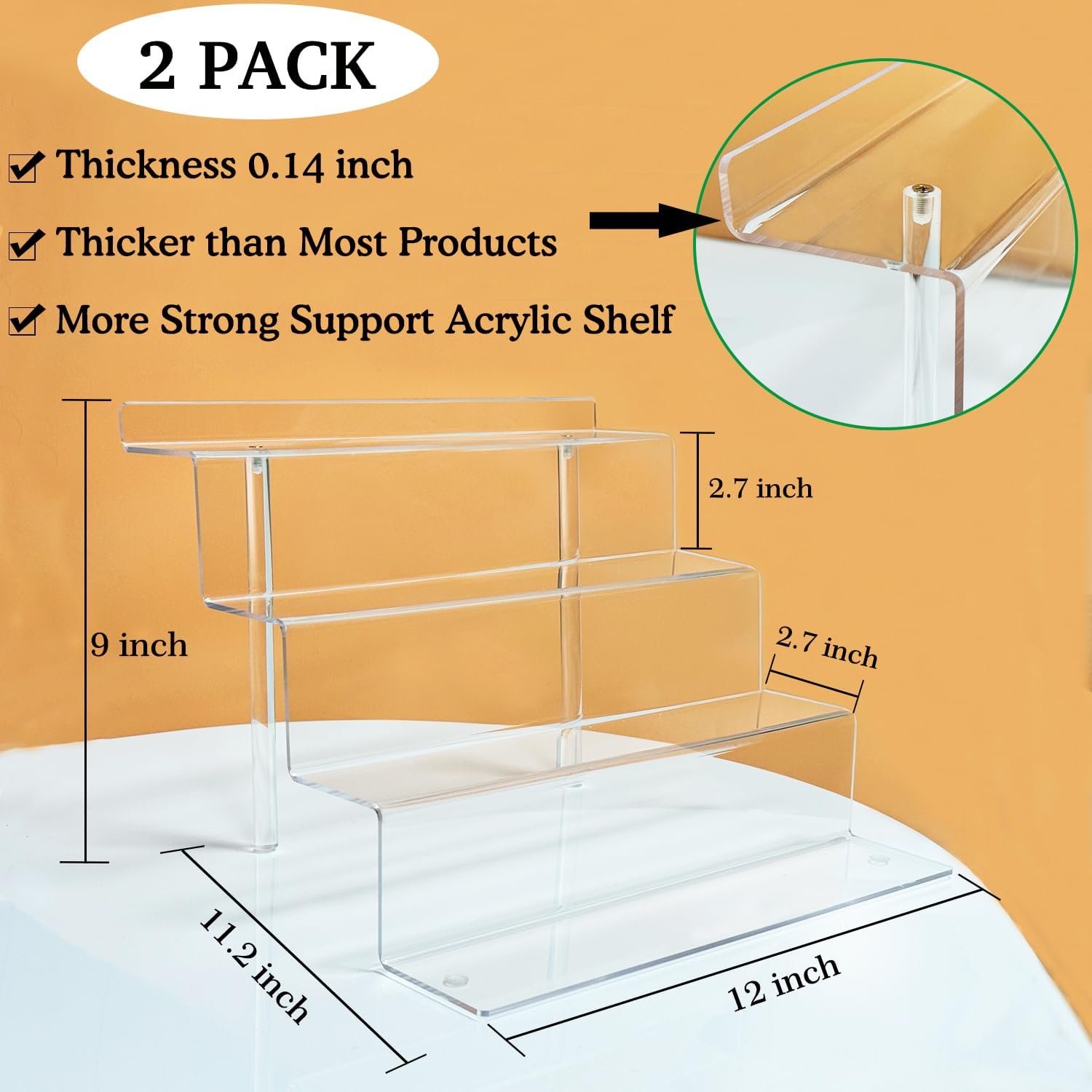 2 Pack Acrylic Display Risers 4 Tier Shelf Stand