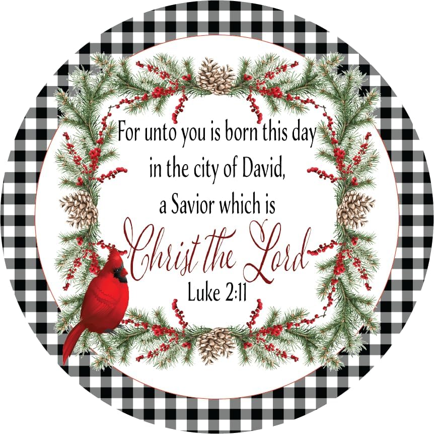 Michelles aDOORable Creations Red Cardinal Christ The Lord Round Sign 1