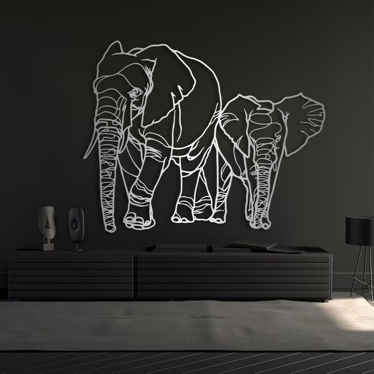 Gold Elephant Wall Decor Set with Mama and Baby
