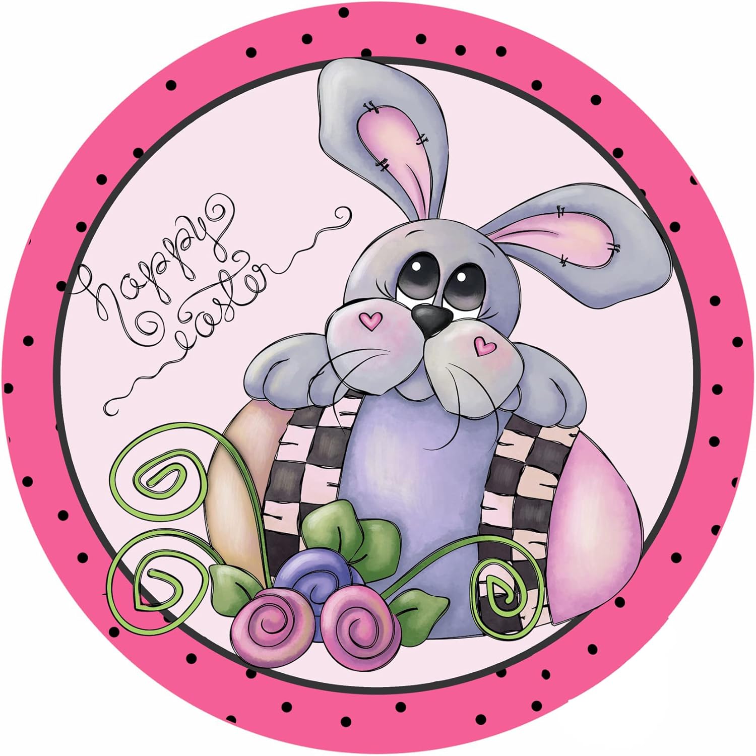 Happy Easter Bunny Rabbit Spring Door Hanger Decor Sign