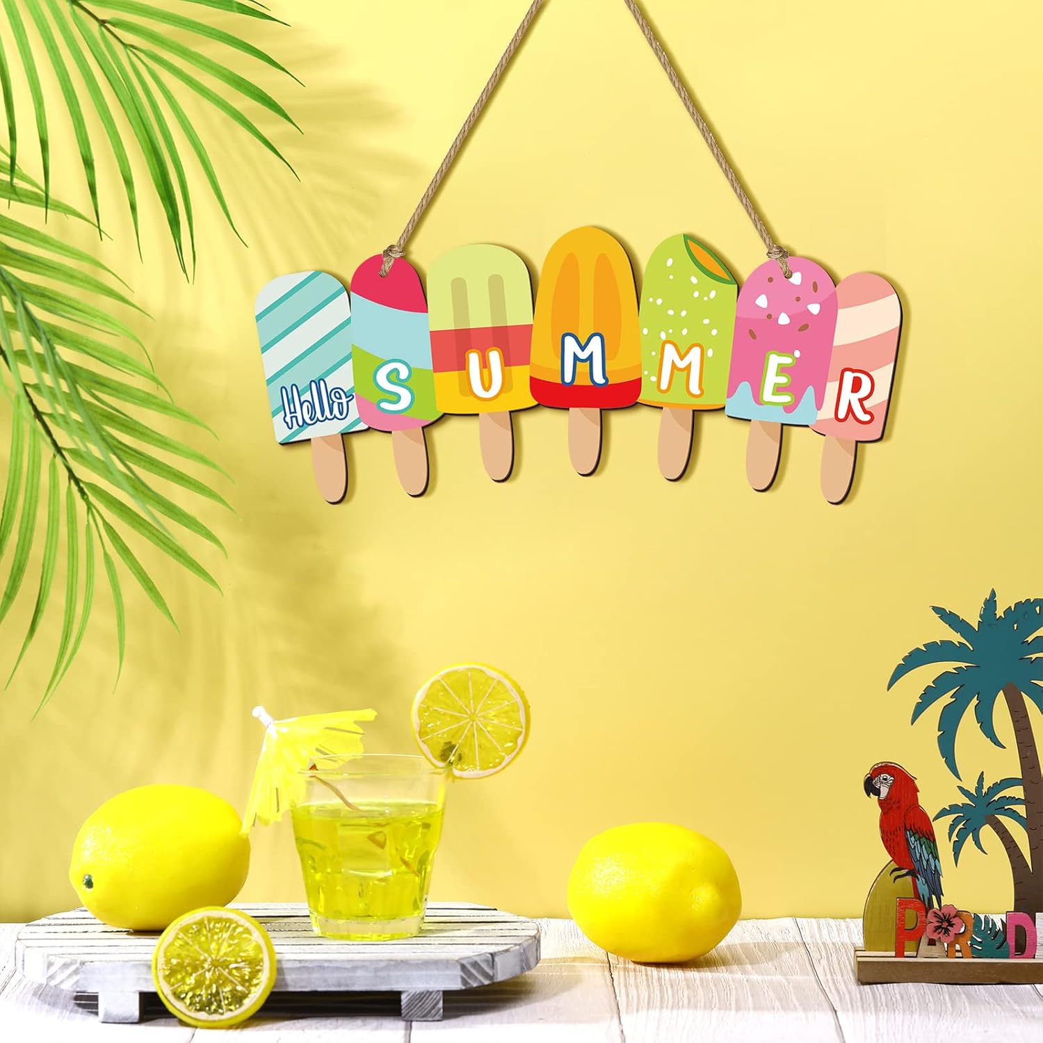 Yookeer Summer Door Sign with Ice Cream Wreath
