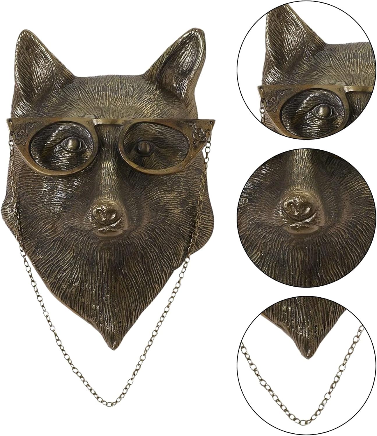 Fox Head Wall Sculpture Resin Animal Decor for Home