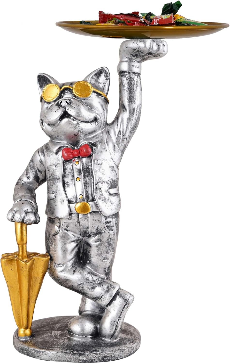 Cute Cool Dog Showpiece with Plate for Home Decor