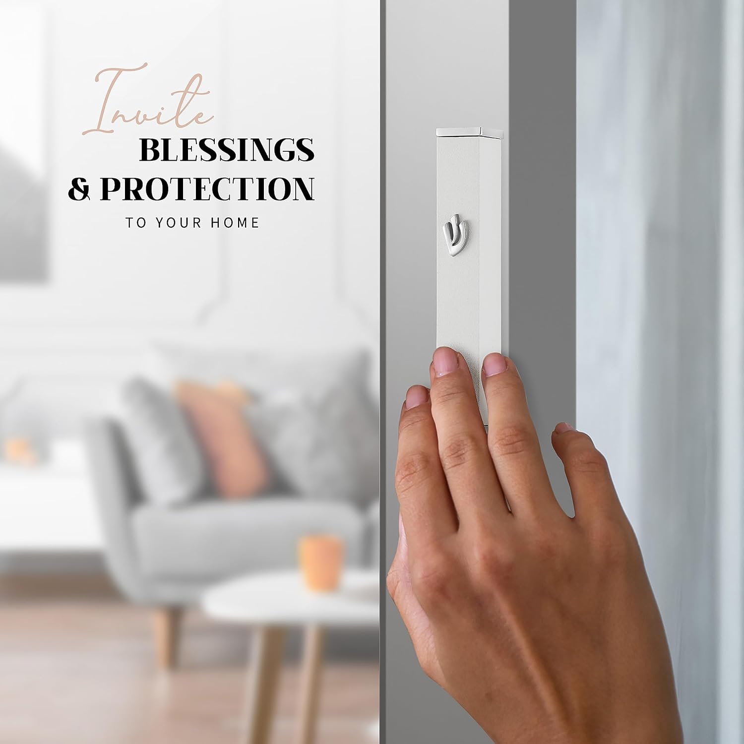 SURI Modern Mezuzah with Adhesive for Easy Install