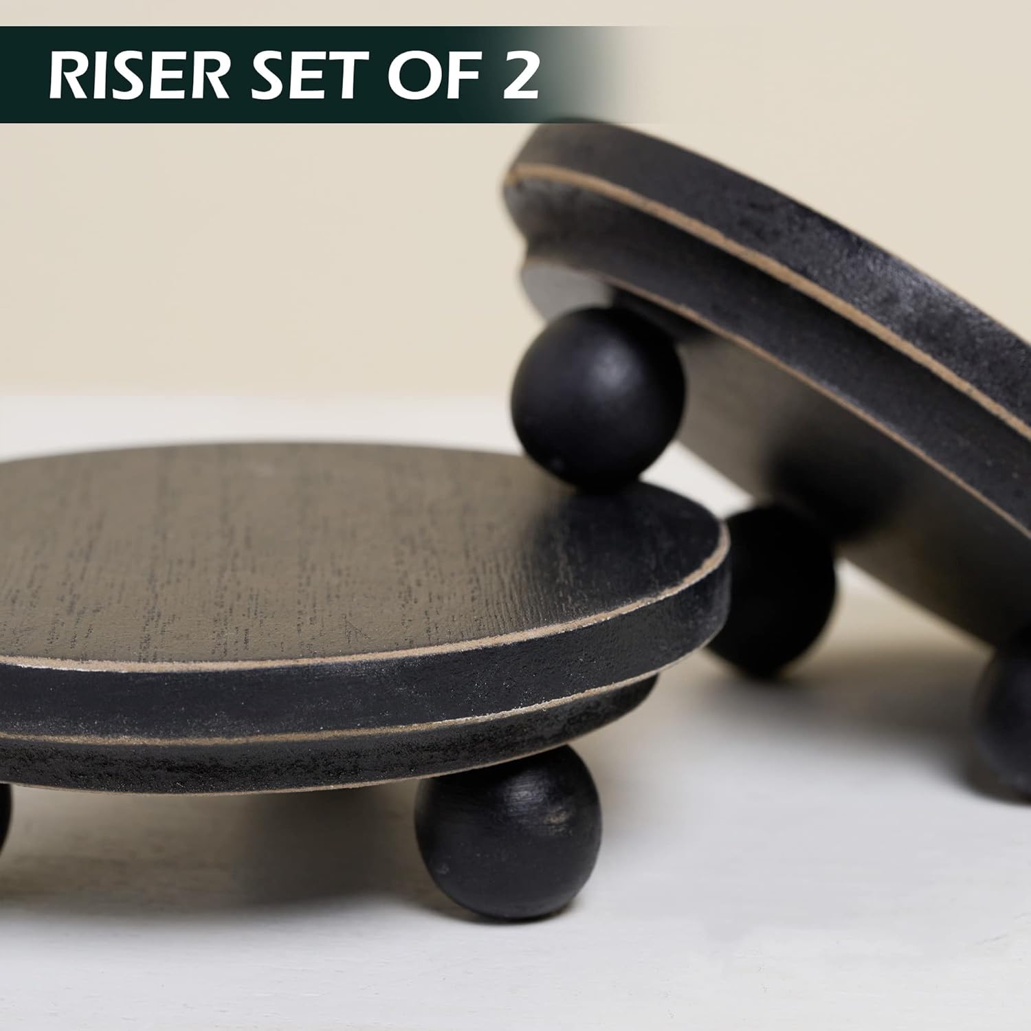 Defined Deco Mini Wood Risers for Display Set of 2 Black