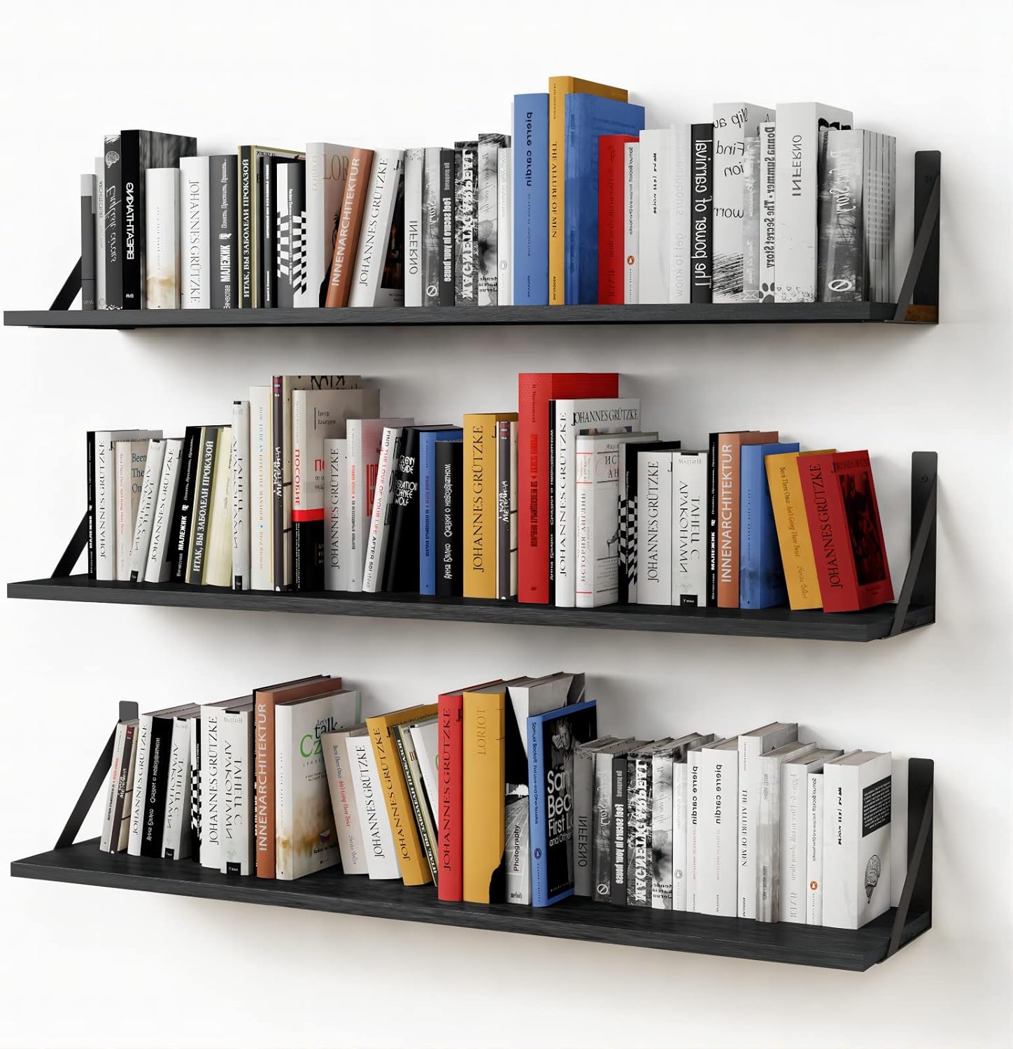 Forbena 36 Inch Floating Shelf Set of 3 Black