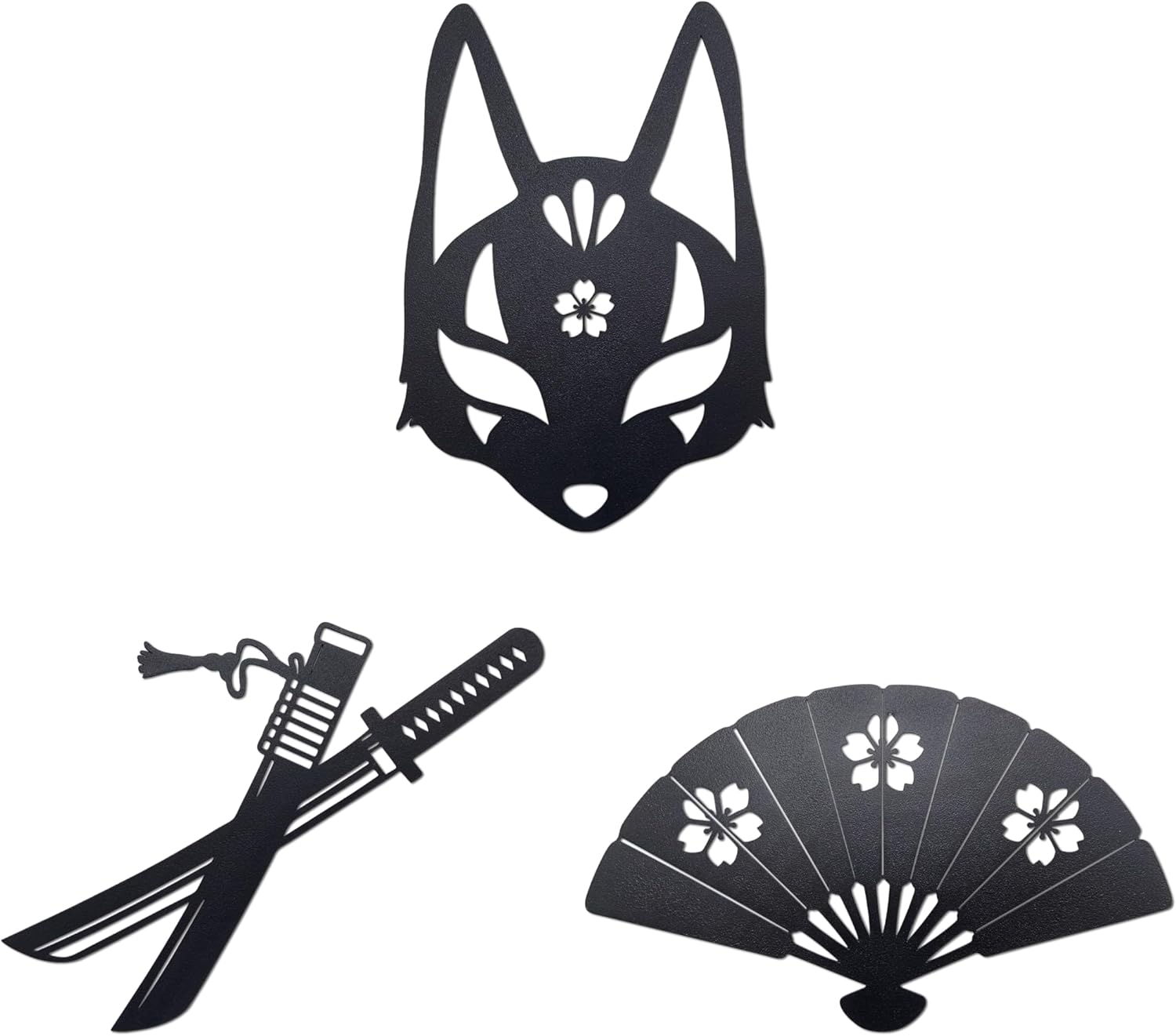 Vausart Japanese Wall Decor Set 3pcs Matte Black
