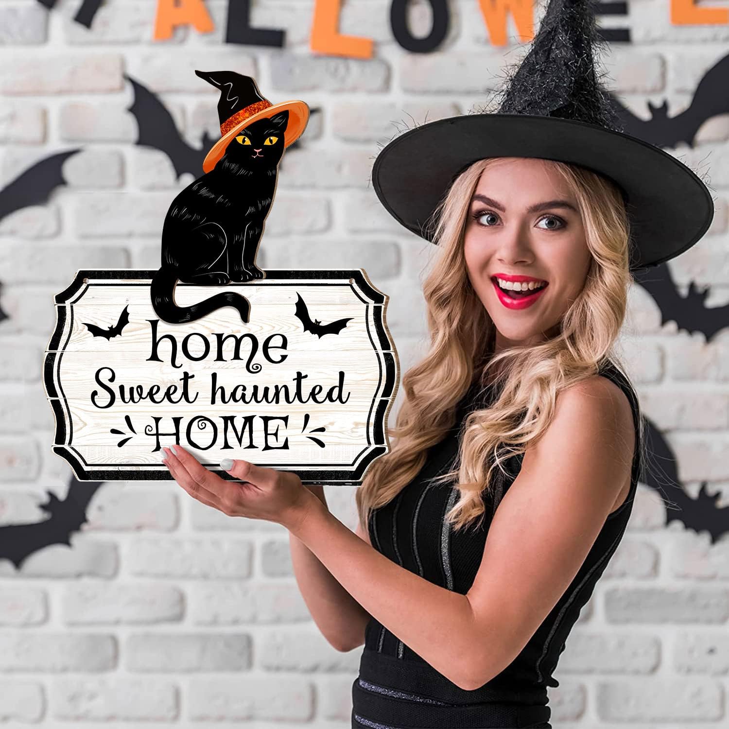 Halloween 3D Black Cat Door Hanger Decor Sign