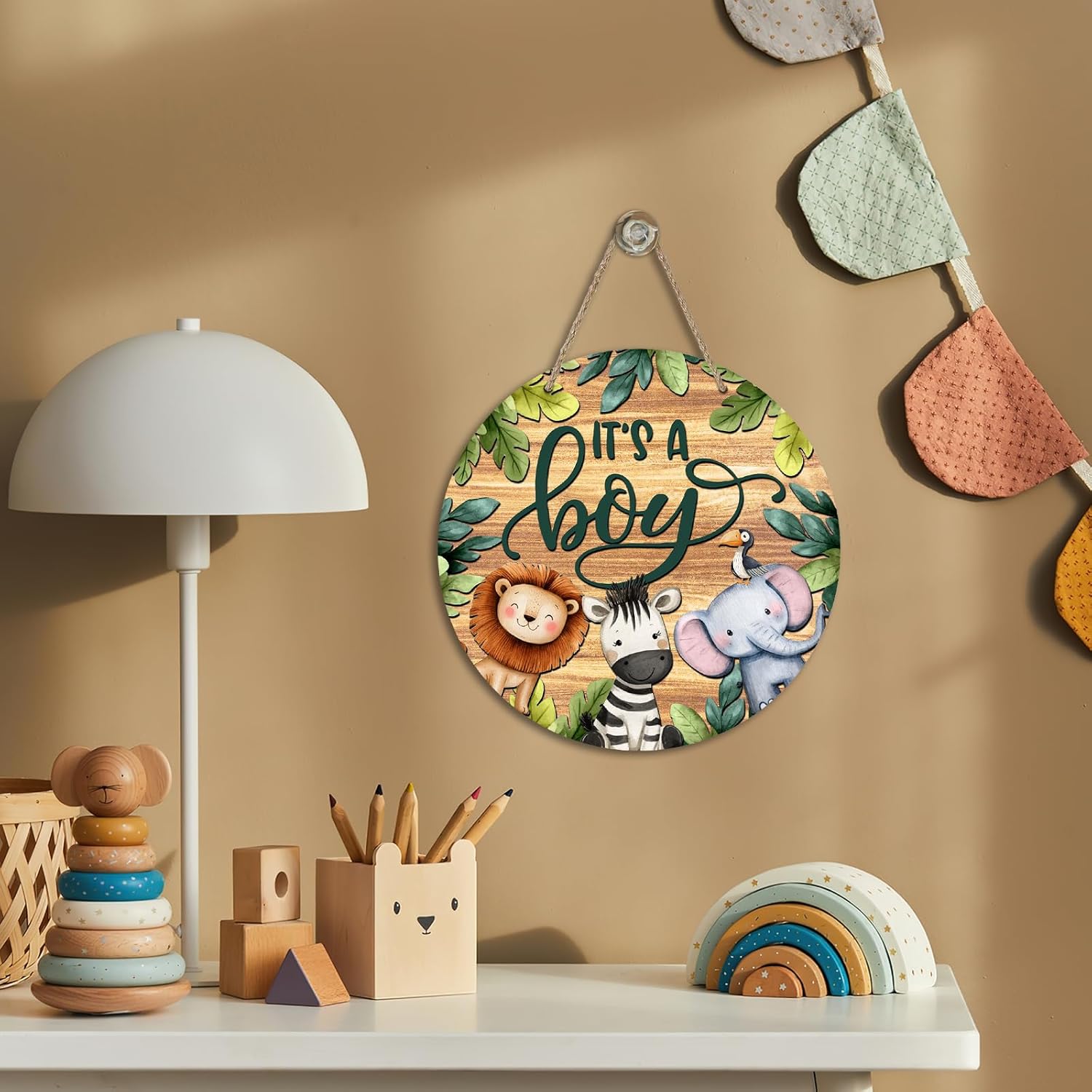 Its A Boy Jungle Animal Door Sign Decor