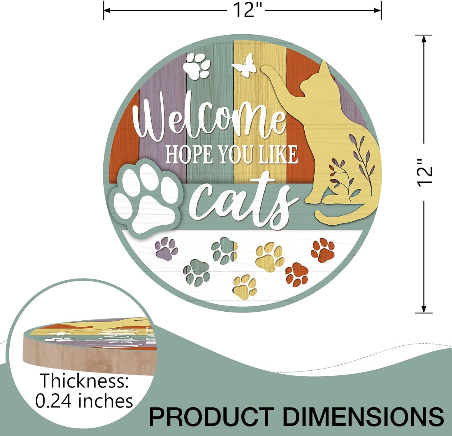 Deroro Welcome Hope You Like Cats Front Door Sign
