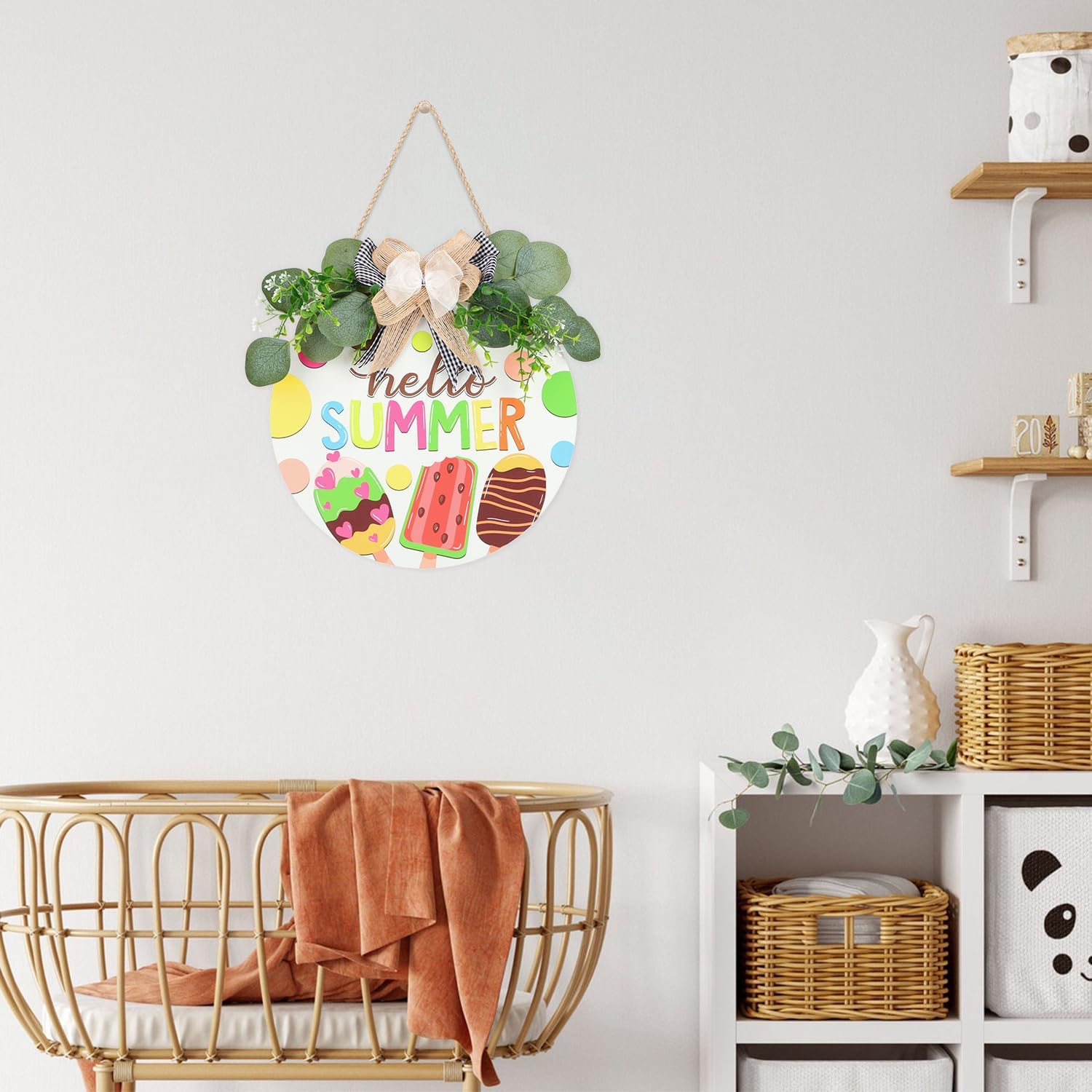 Hello Summer Wreath Front Door Welcome Sign