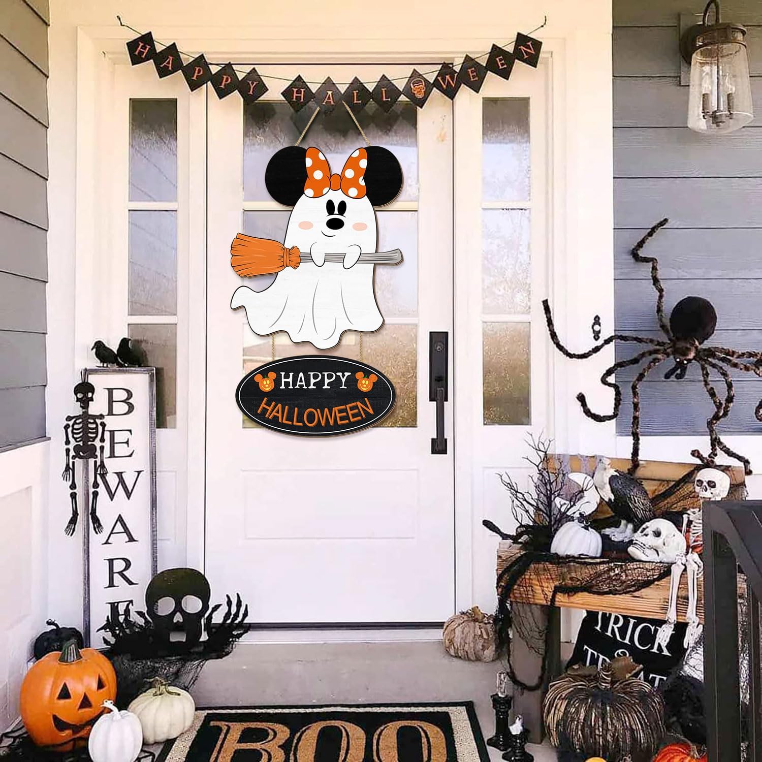 Cute Halloween Mouse Ghost Door Sign