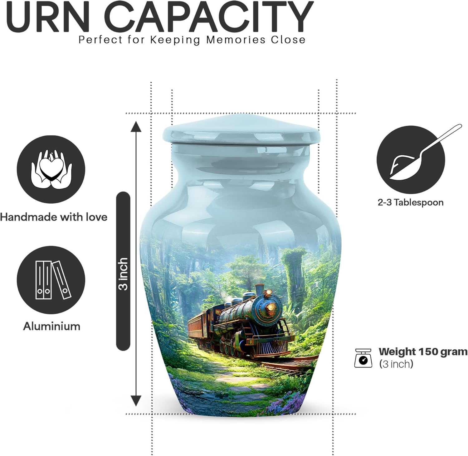Yatskia Mini Train Memorial Urn for Adult Ashes