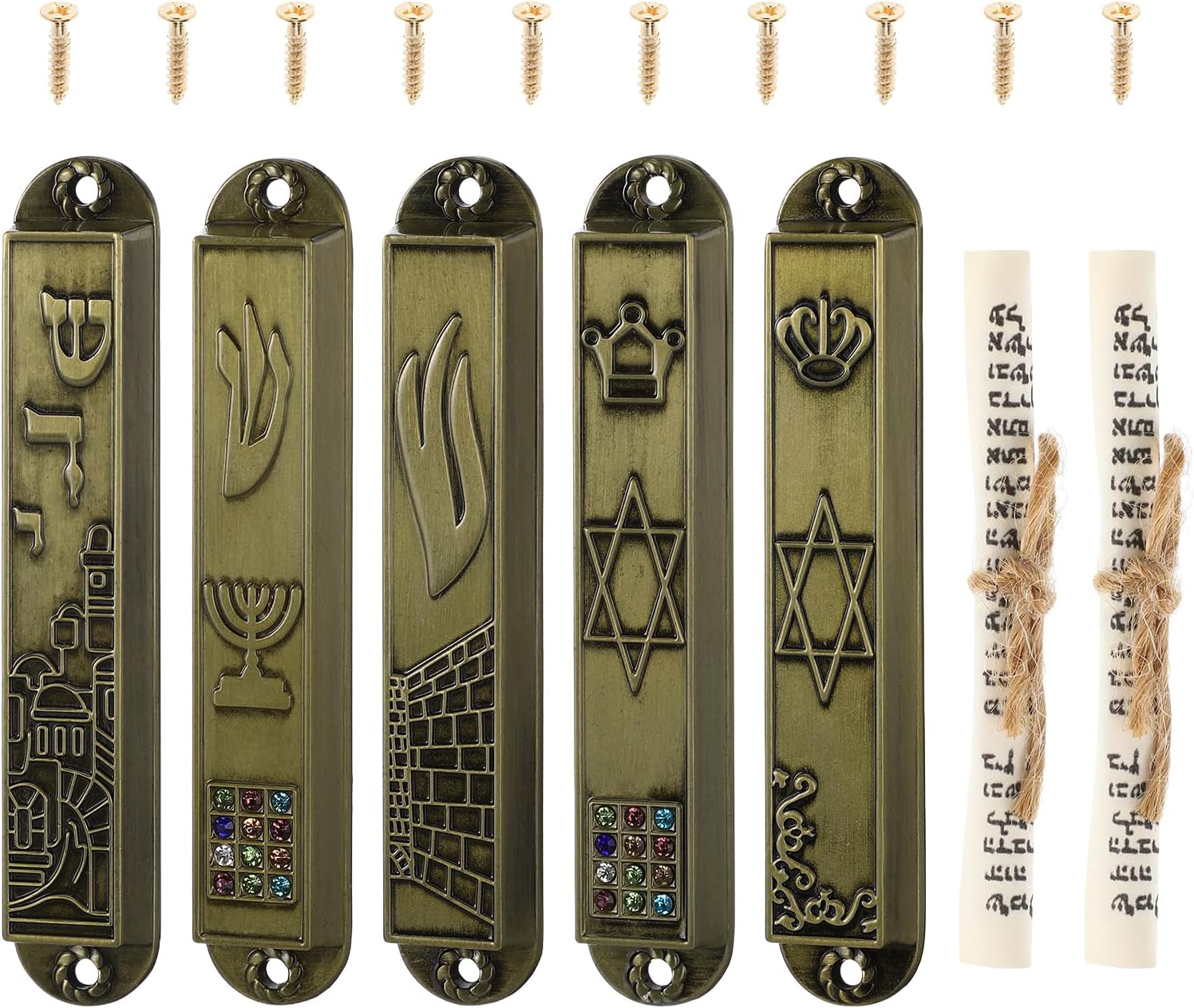 MAGICLULU 5Pcs Metal Mezuzah Scroll Cases