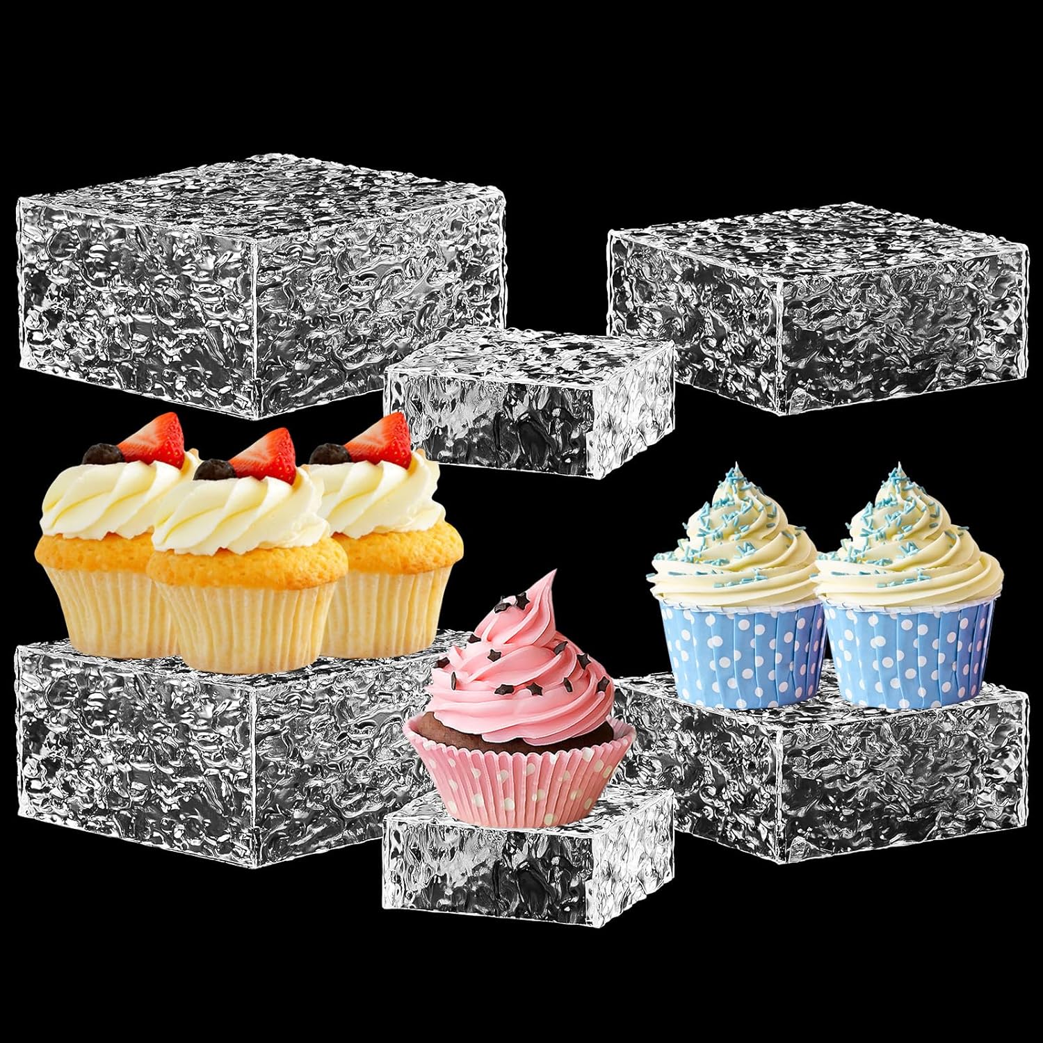 Jerify 6 Pcs Acrylic Display Risers with 3 Sizes