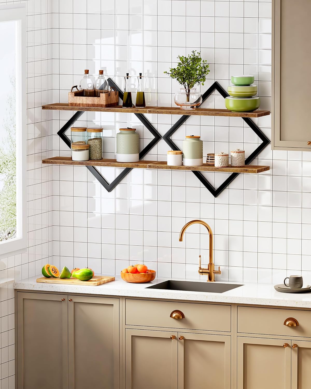 CHOEZON Floating Shelves Set of 2 Rustic Brown