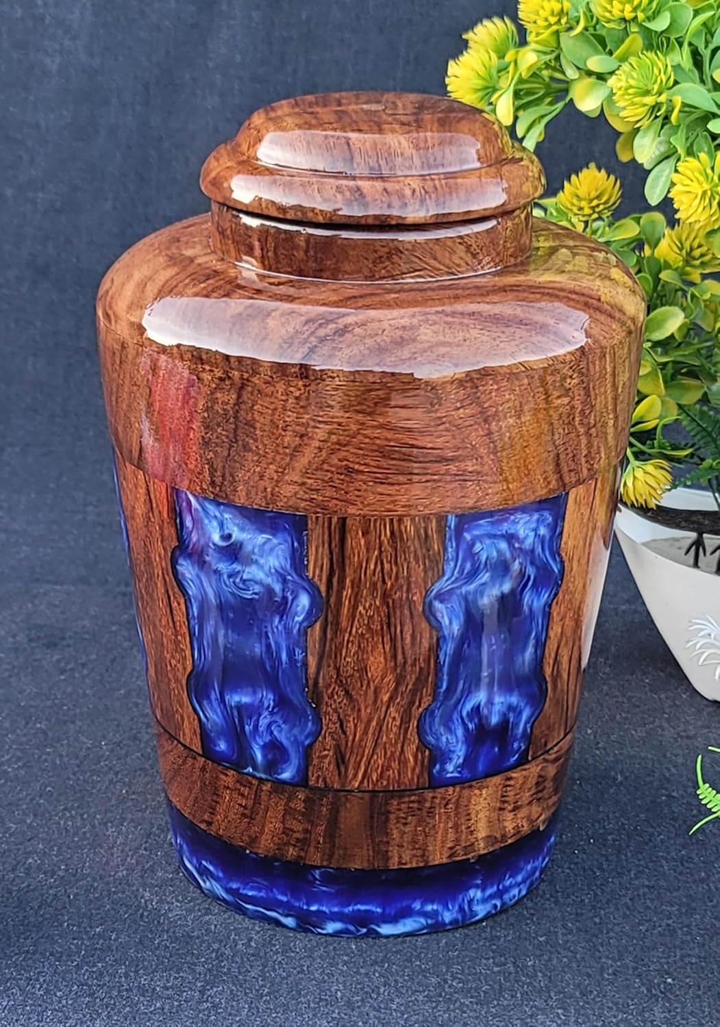 Rosewood Resin Cremation Urn with Personalization