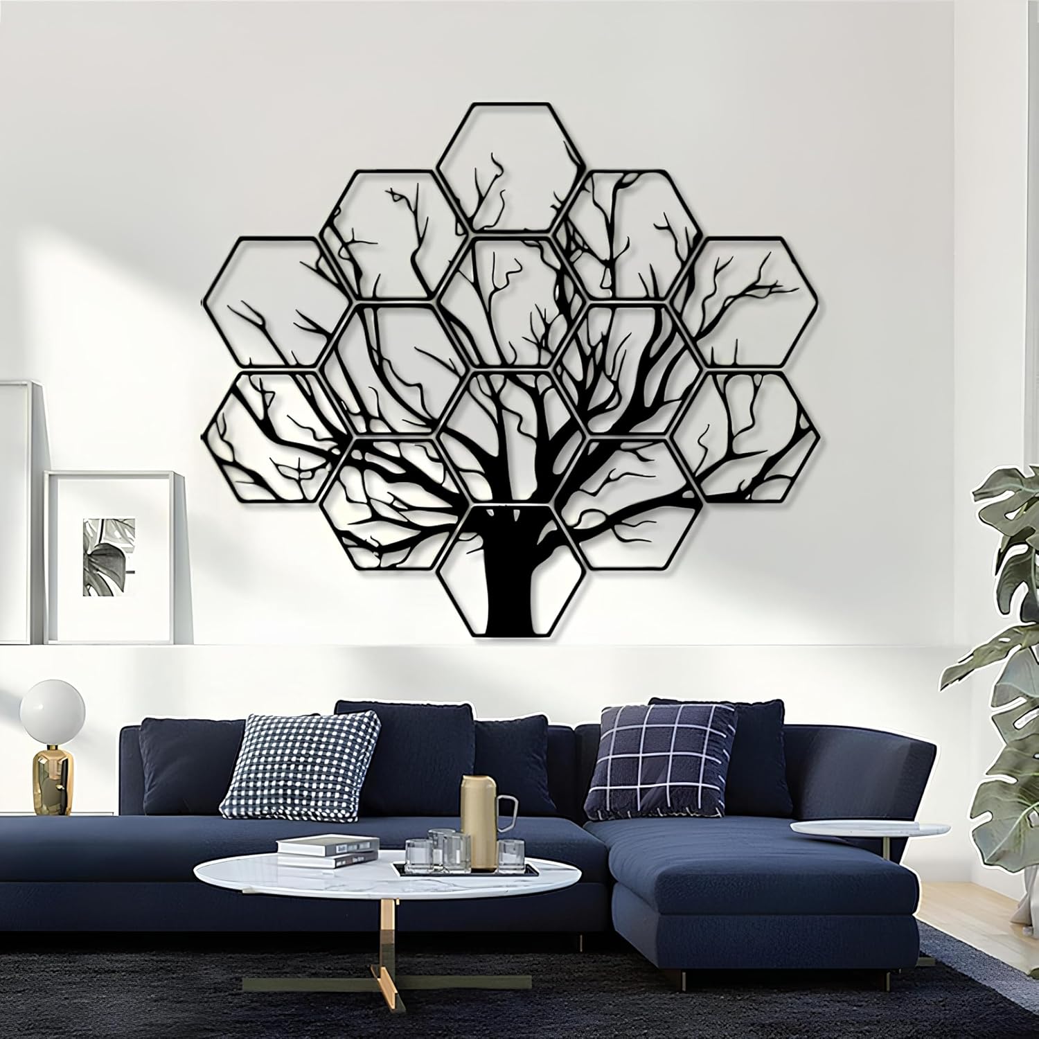 Hexagonal Tree Metal Wall Art XXL