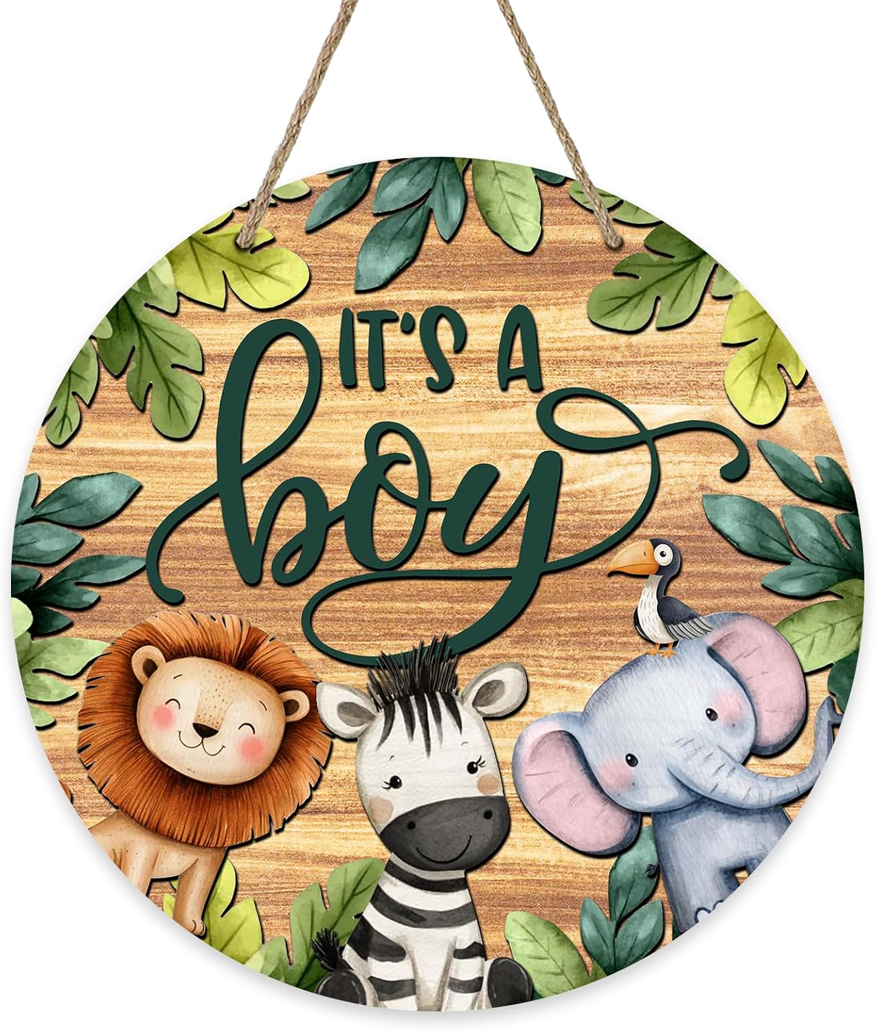 Its A Boy Jungle Animal Door Sign Decor