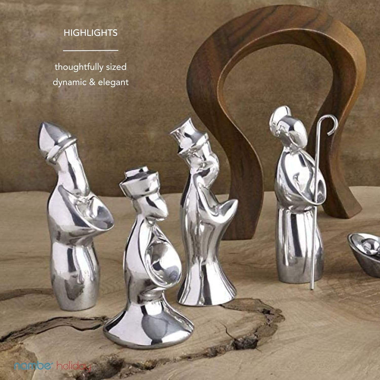 Nambe Three Wise Men Nativity Figurine Set