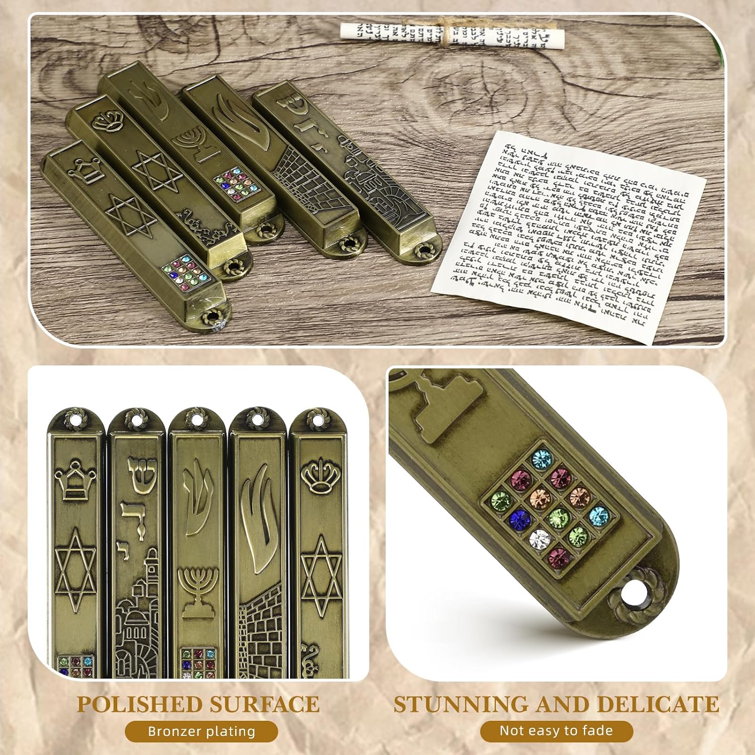 MAGICLULU 5Pcs Metal Mezuzah Scroll Cases