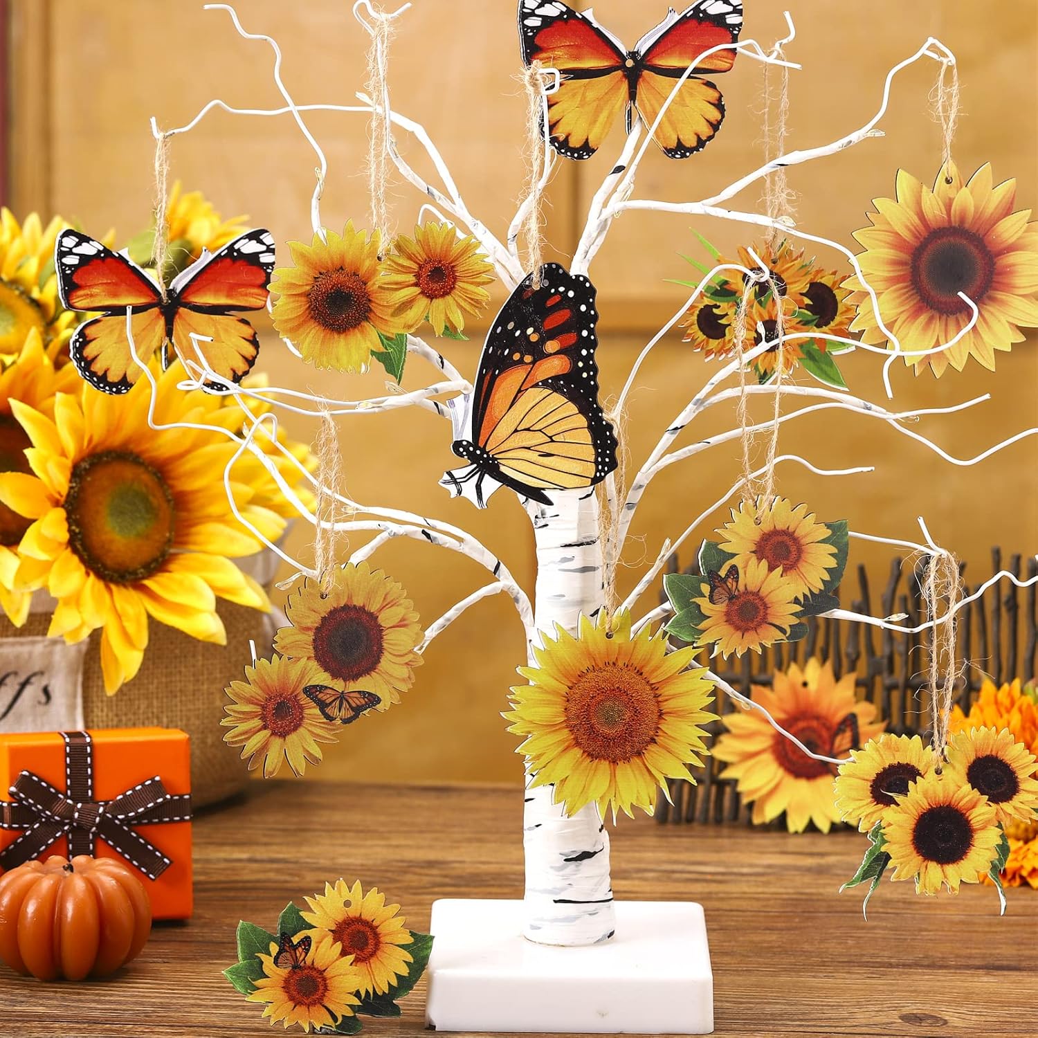 Qunclay 36 Pcs Summer Sunflower Tree Decorations