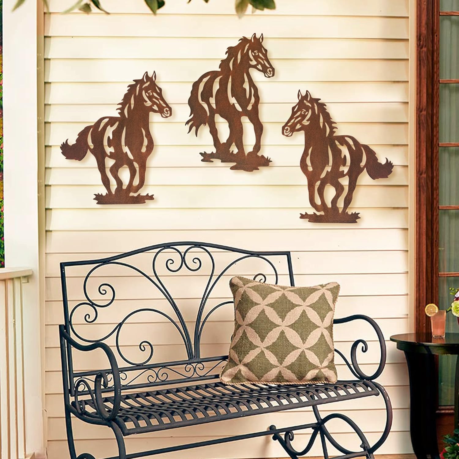Limygus Metal Horse Wall Art Decor Set of 3