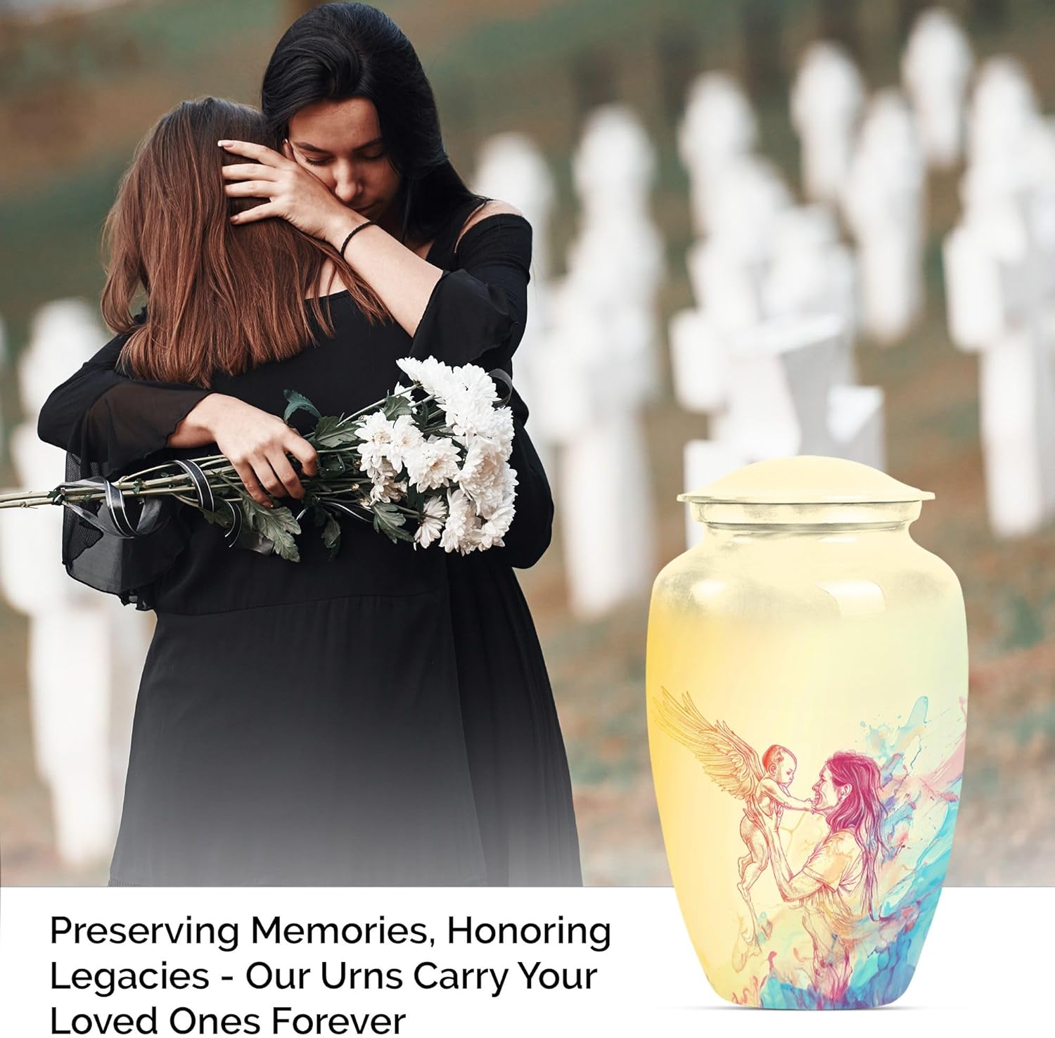 Large Velvet Urn for Ashes - Cremation Urn for Men and Women