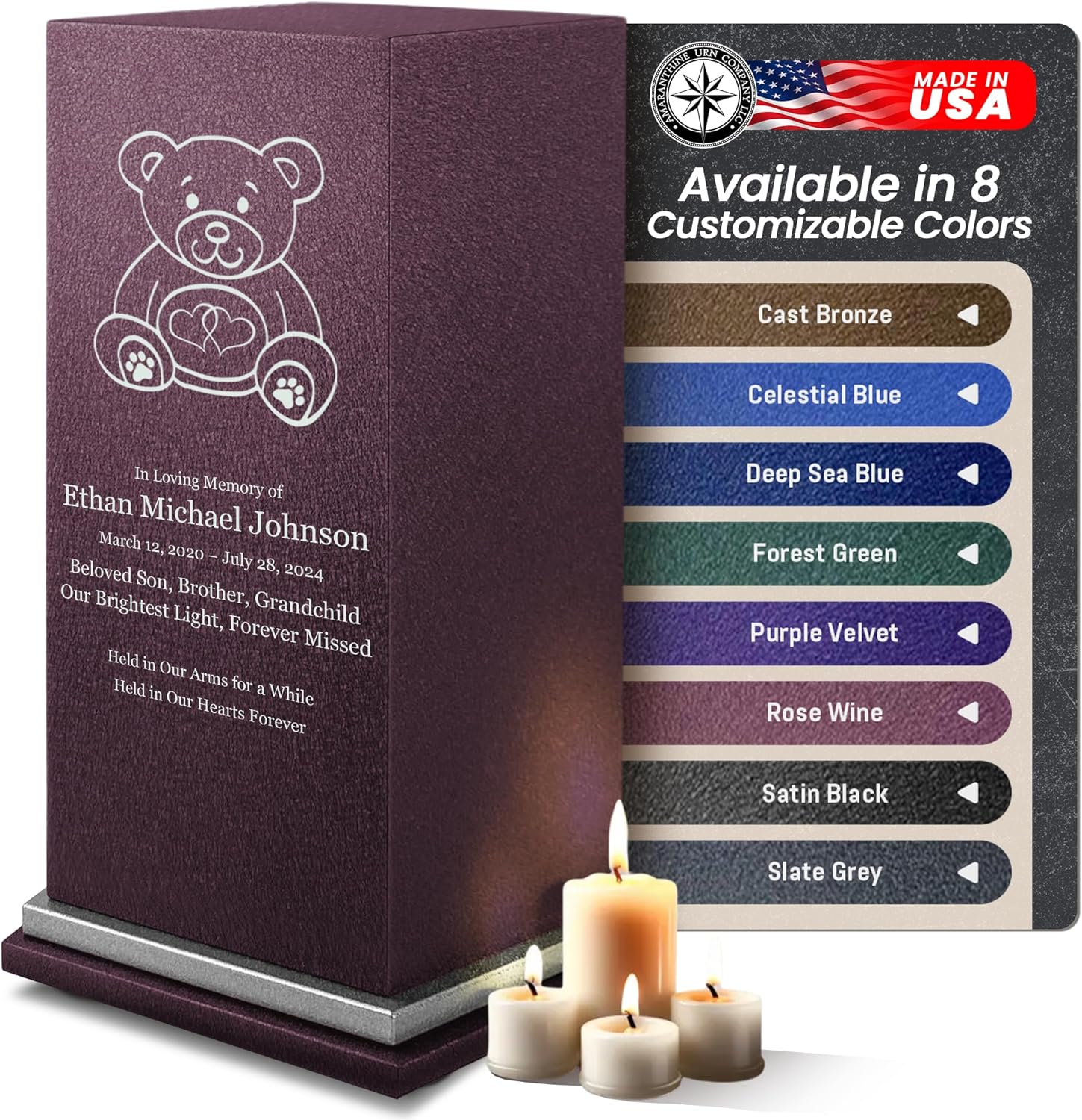Customizable Cremation Urn with Teddy Bear Design