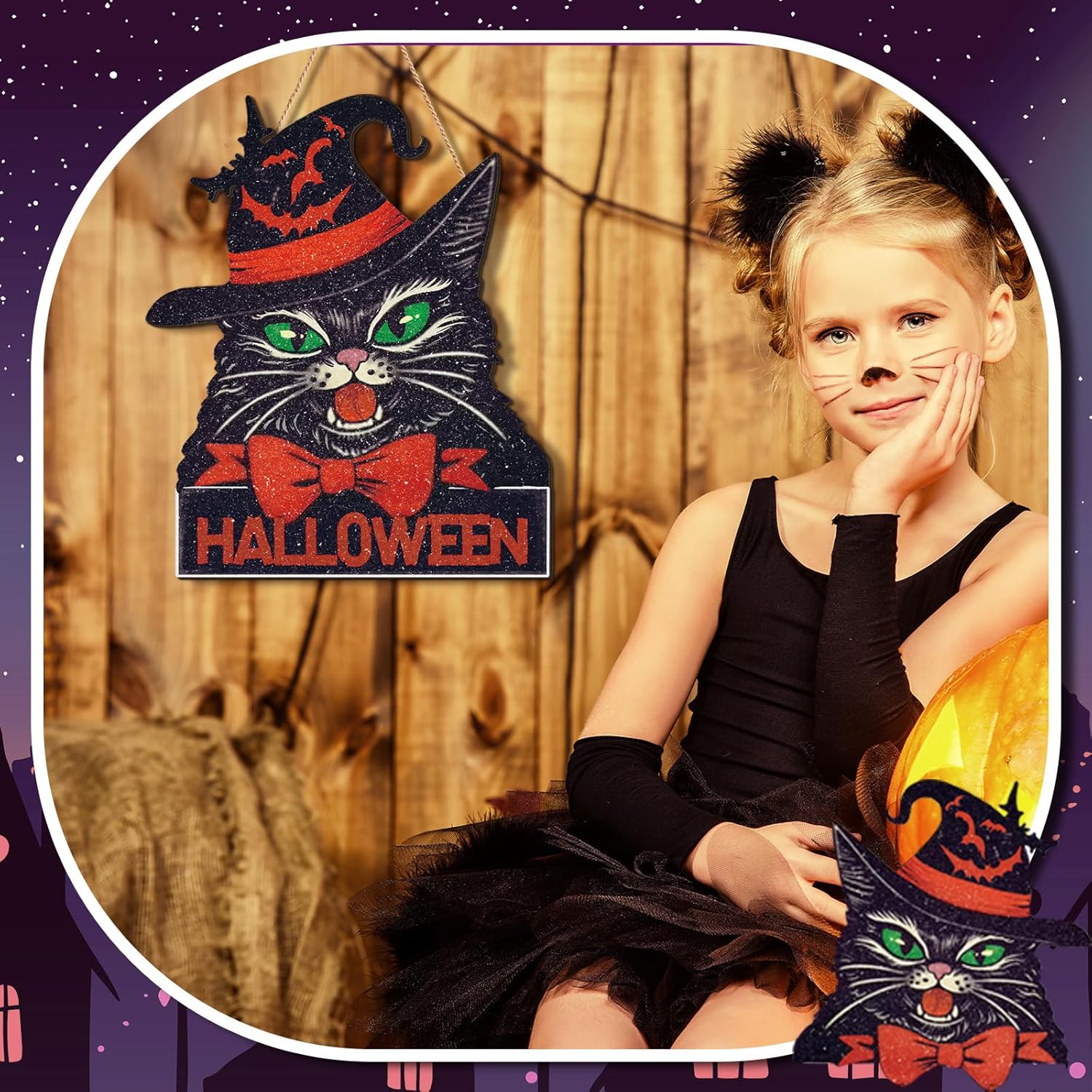 Boao Halloween Front Door Sign Wall Wreath