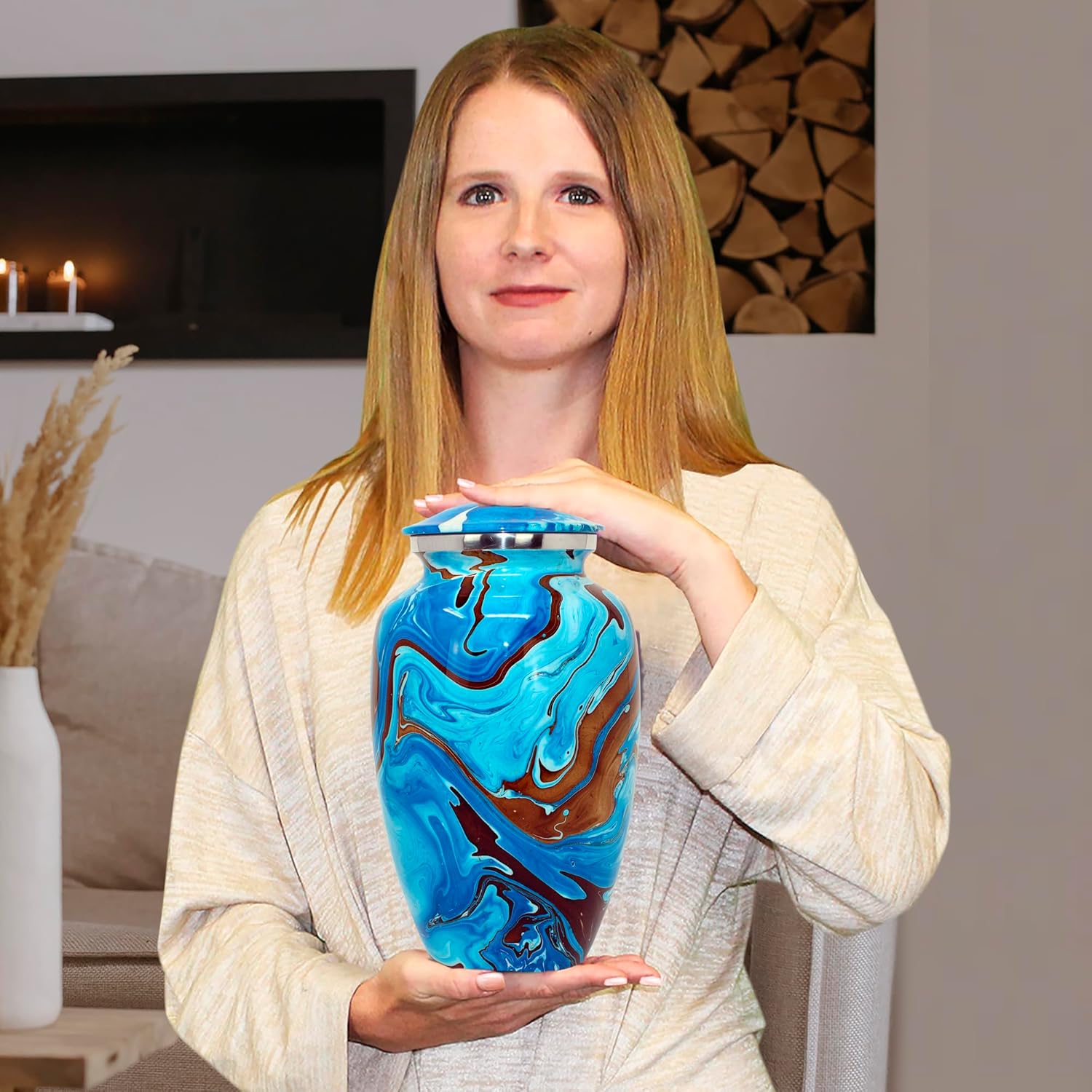 Trupoint Memorials Cremation Urns for Human Ashes Large Blue