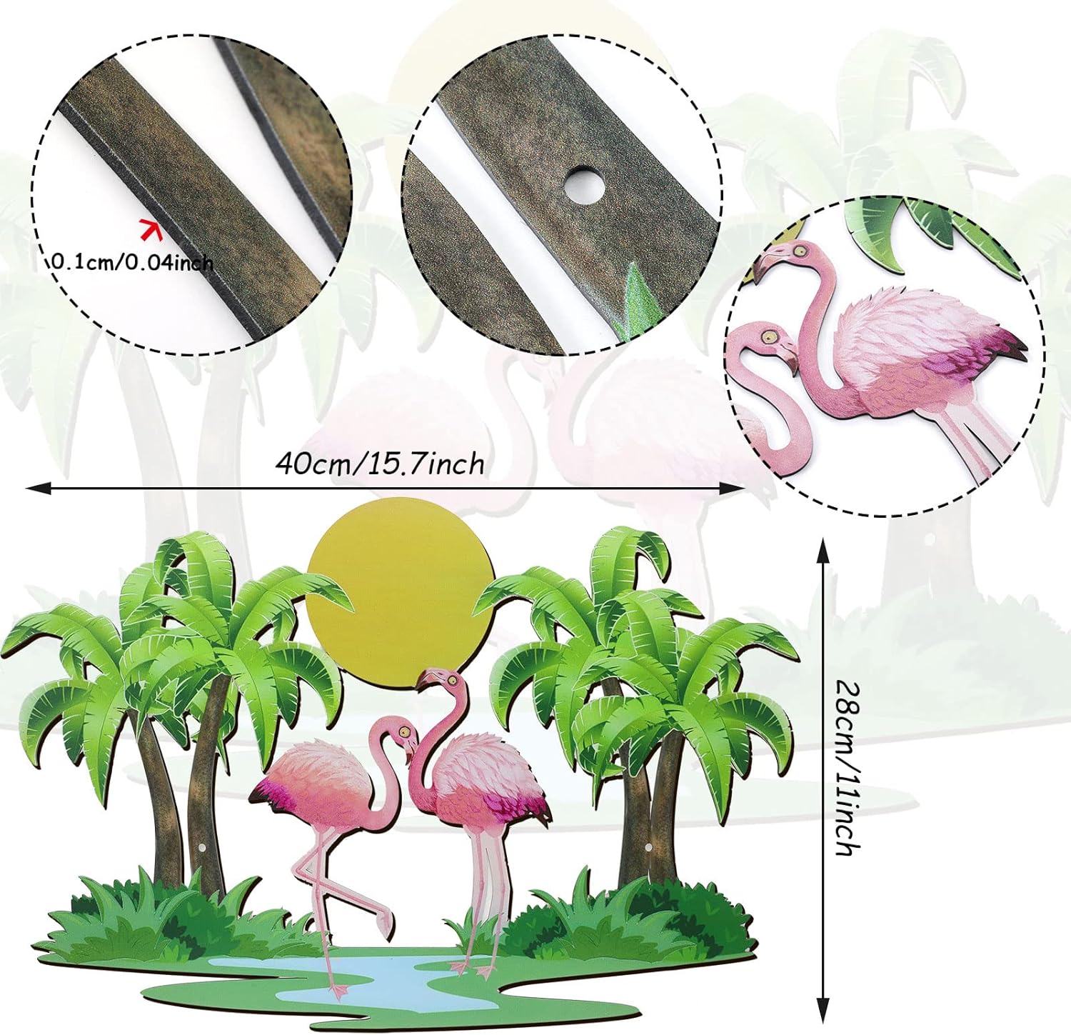 Taiyin Flamingo Palm Tree Wall Art Decor