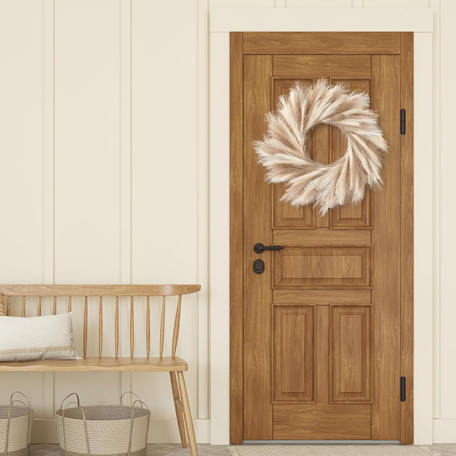 Sggvecsy 26 Faux Pampas Grass Wreath for All Seasons