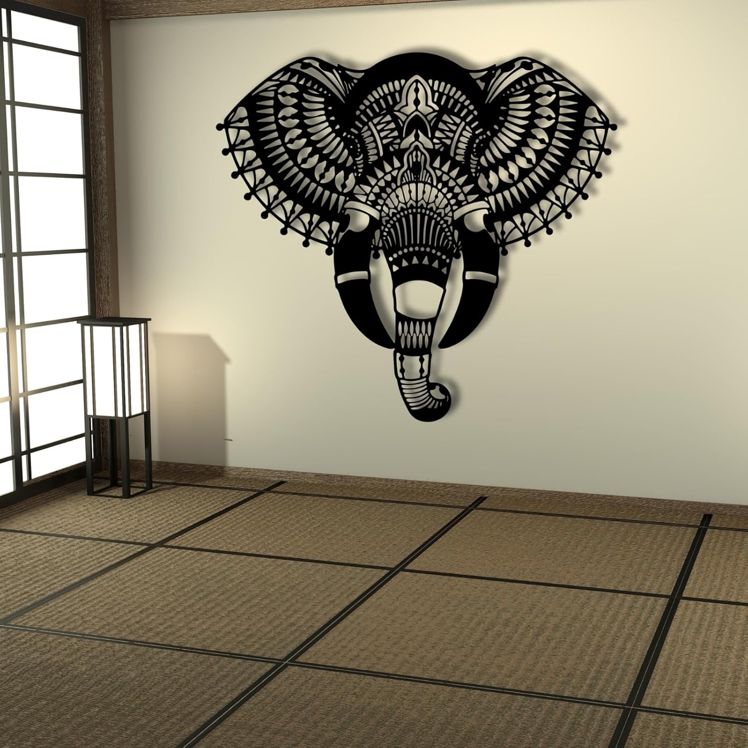 Feuwile Metal Elephant Wall Art Decor Black
