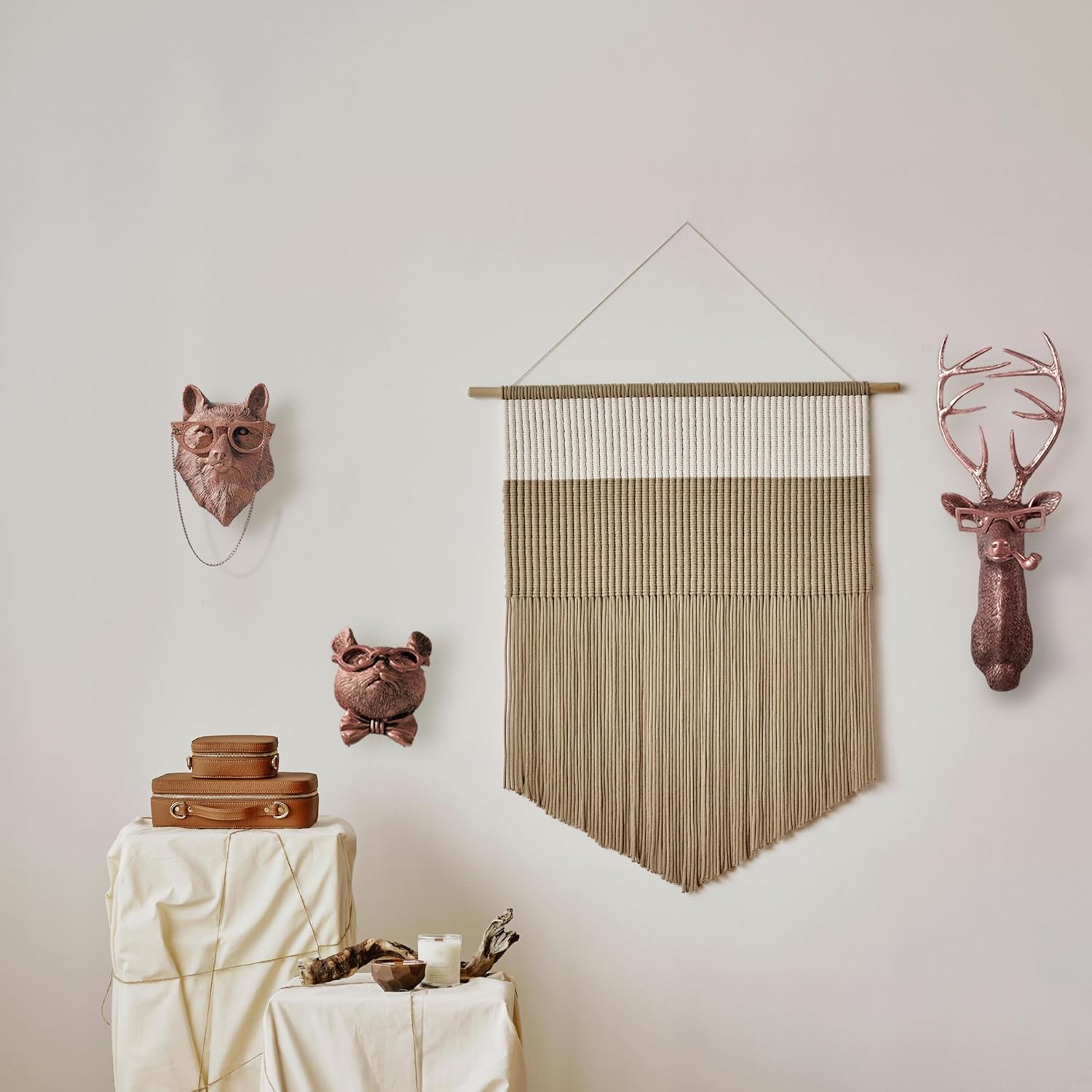Artocery Resin Animal Heads Wall Decor - 59 Inch Copper Finish