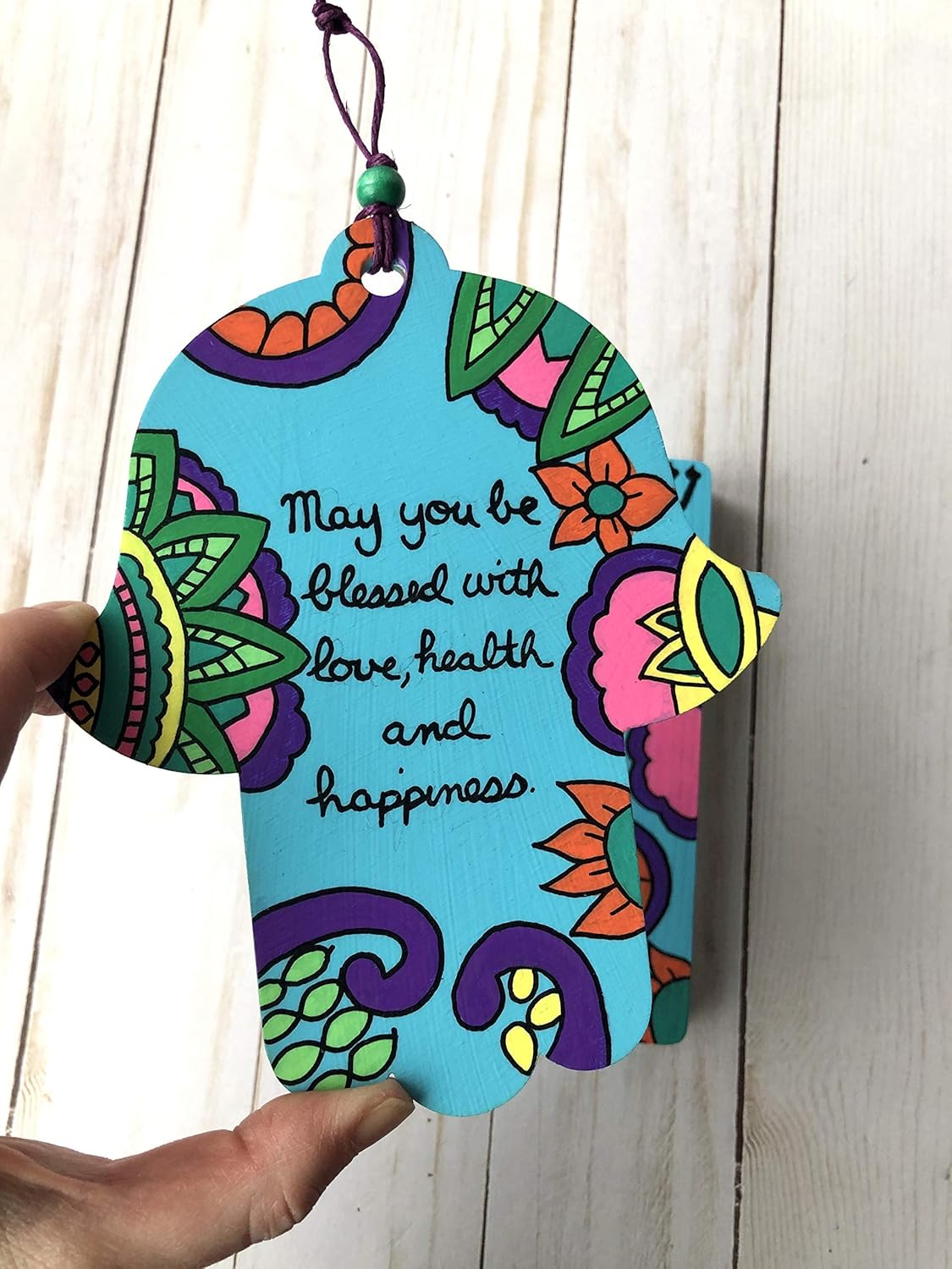 Lea Joelle Handmade Hamsa Blessing Mezuzah Frame