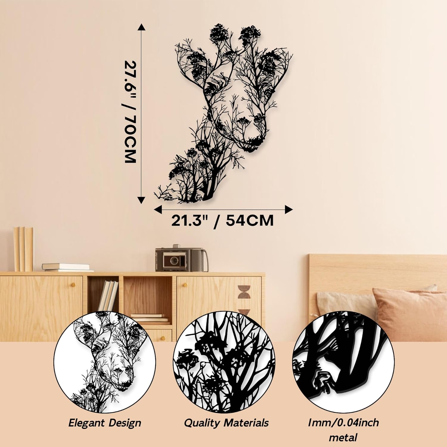 Rajukit Giraffe Wall Art Large Metal Decor