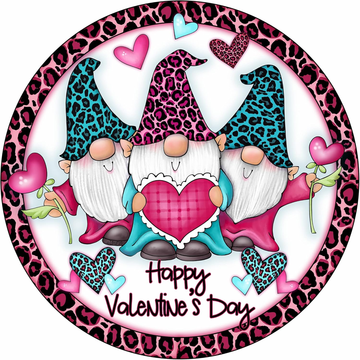 Happy Valentines Day Gnome Wall Sign Decor